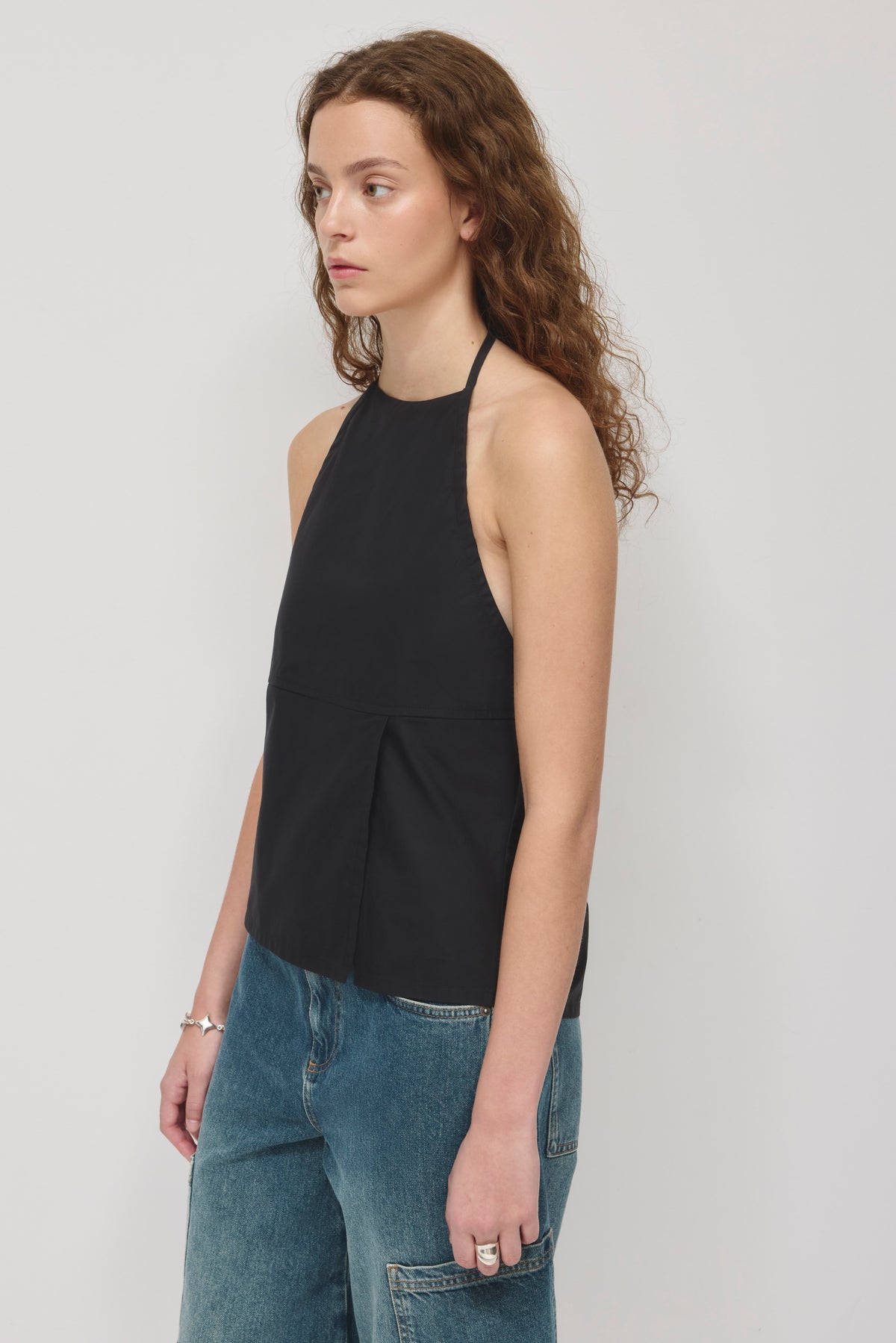 Camisole froncée pour femme en noir