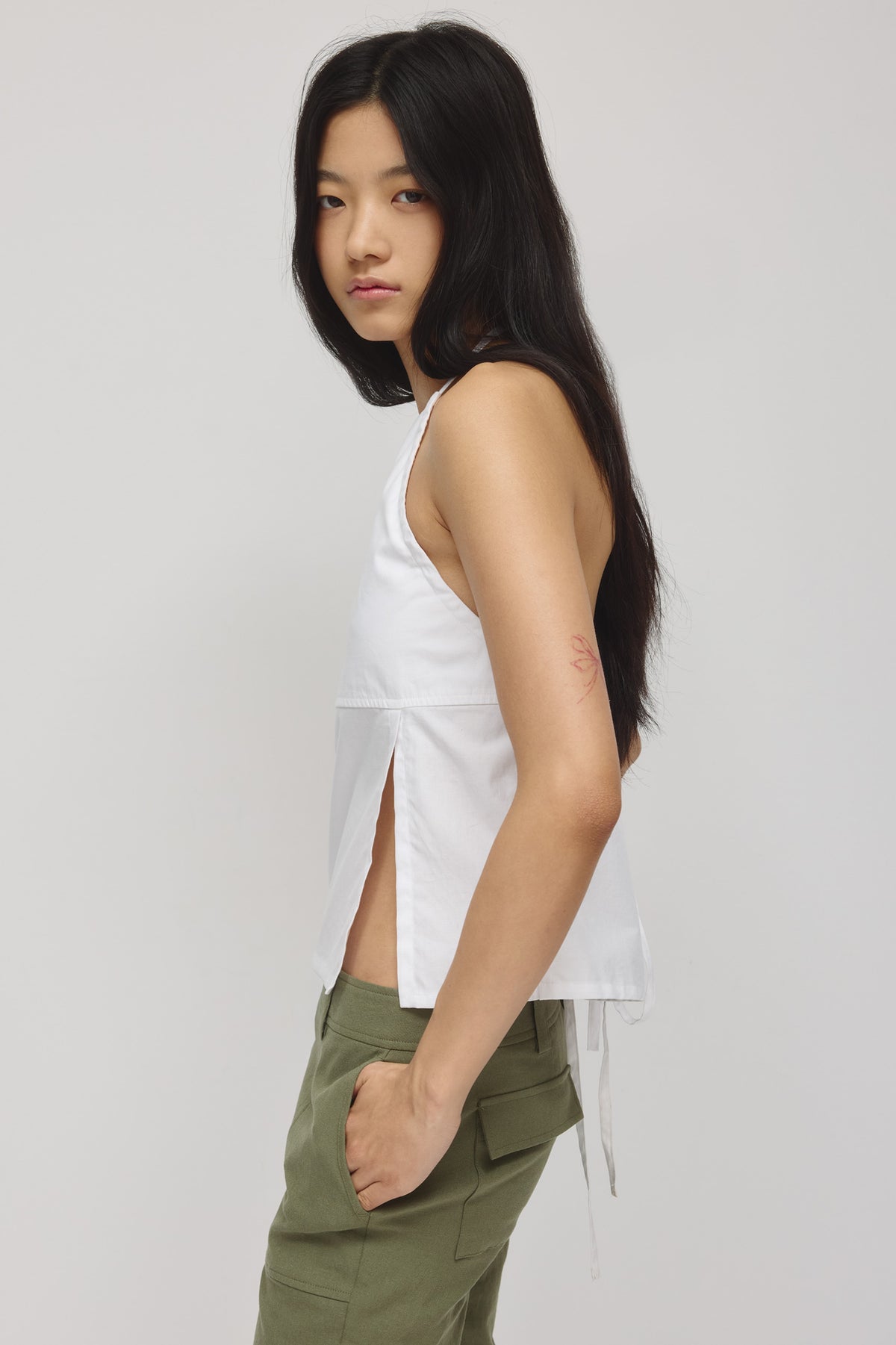 Camisole froncée pour femme en blanc