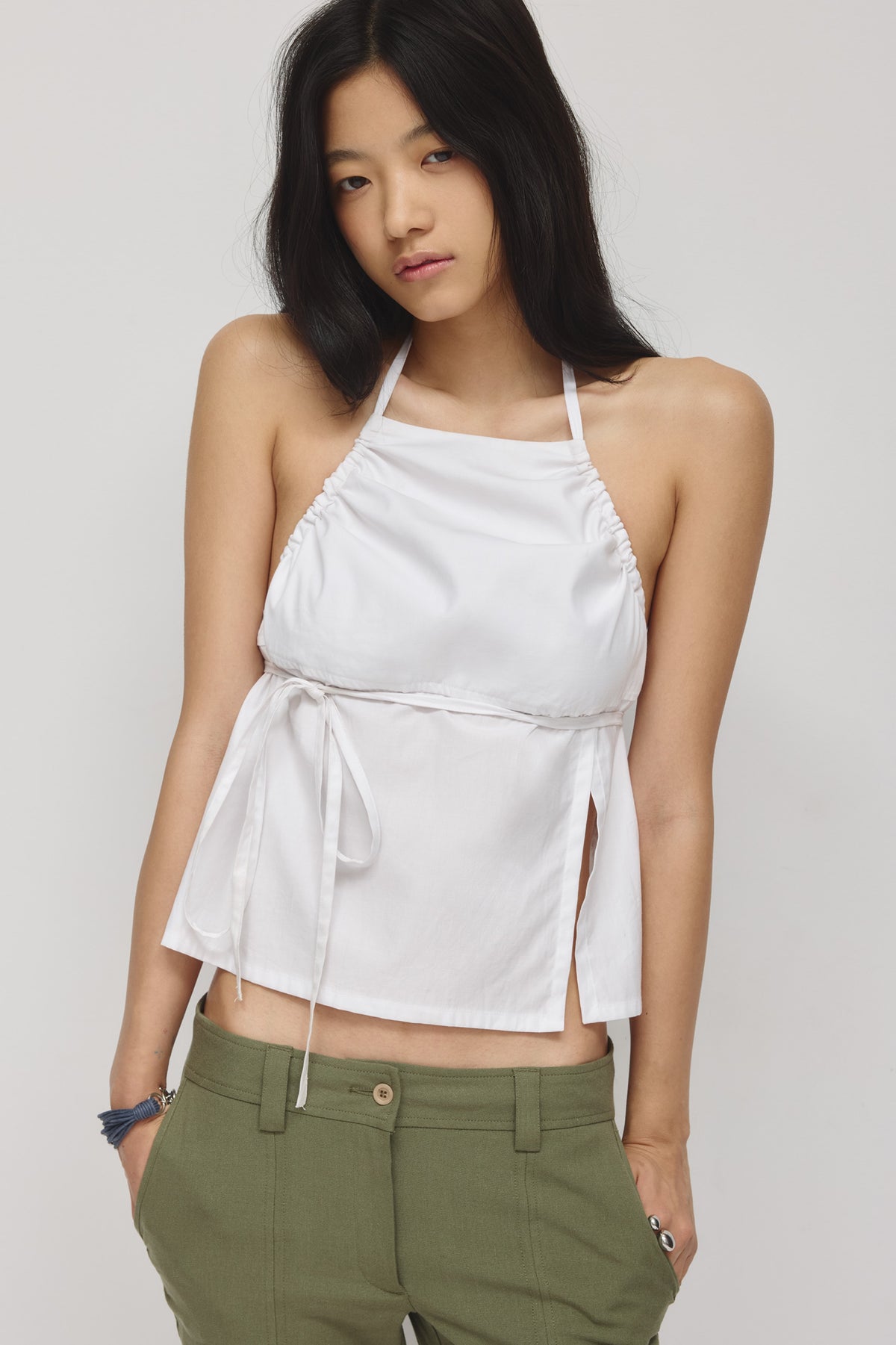 Camisole froncée pour femme en blanc