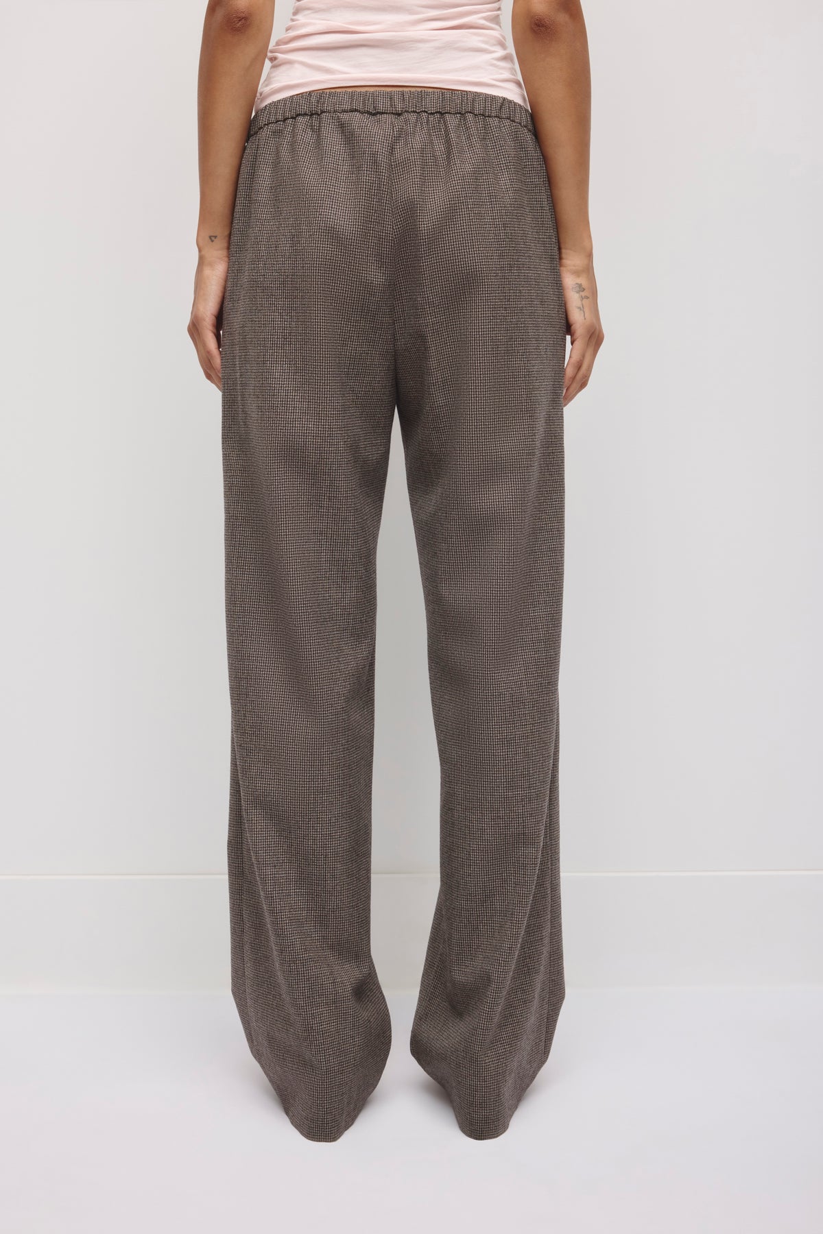 Women's Wool Pull on Pant in Taupe Check