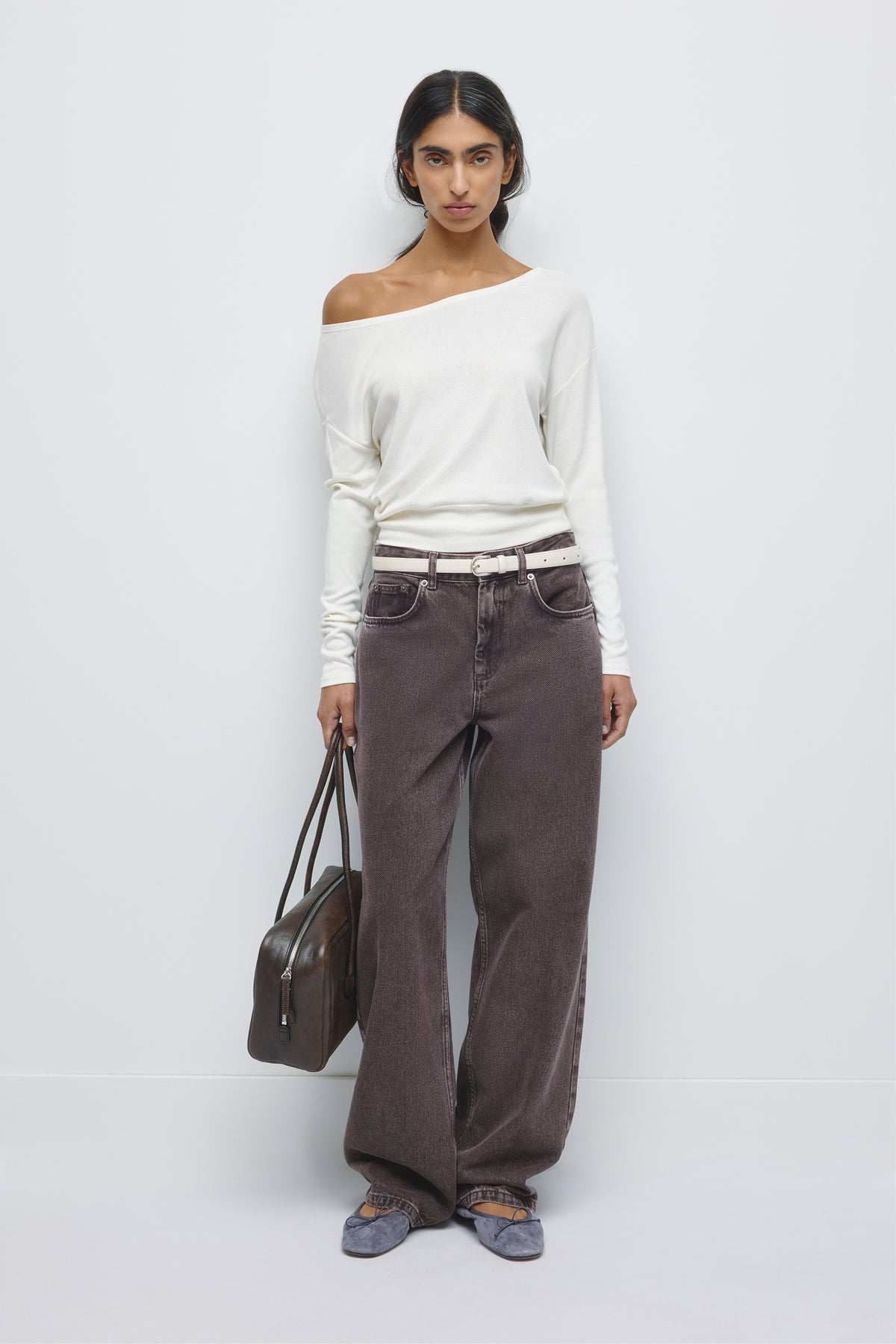 T-shirt à manches longues Zahra Slouch pour femme en guimauve