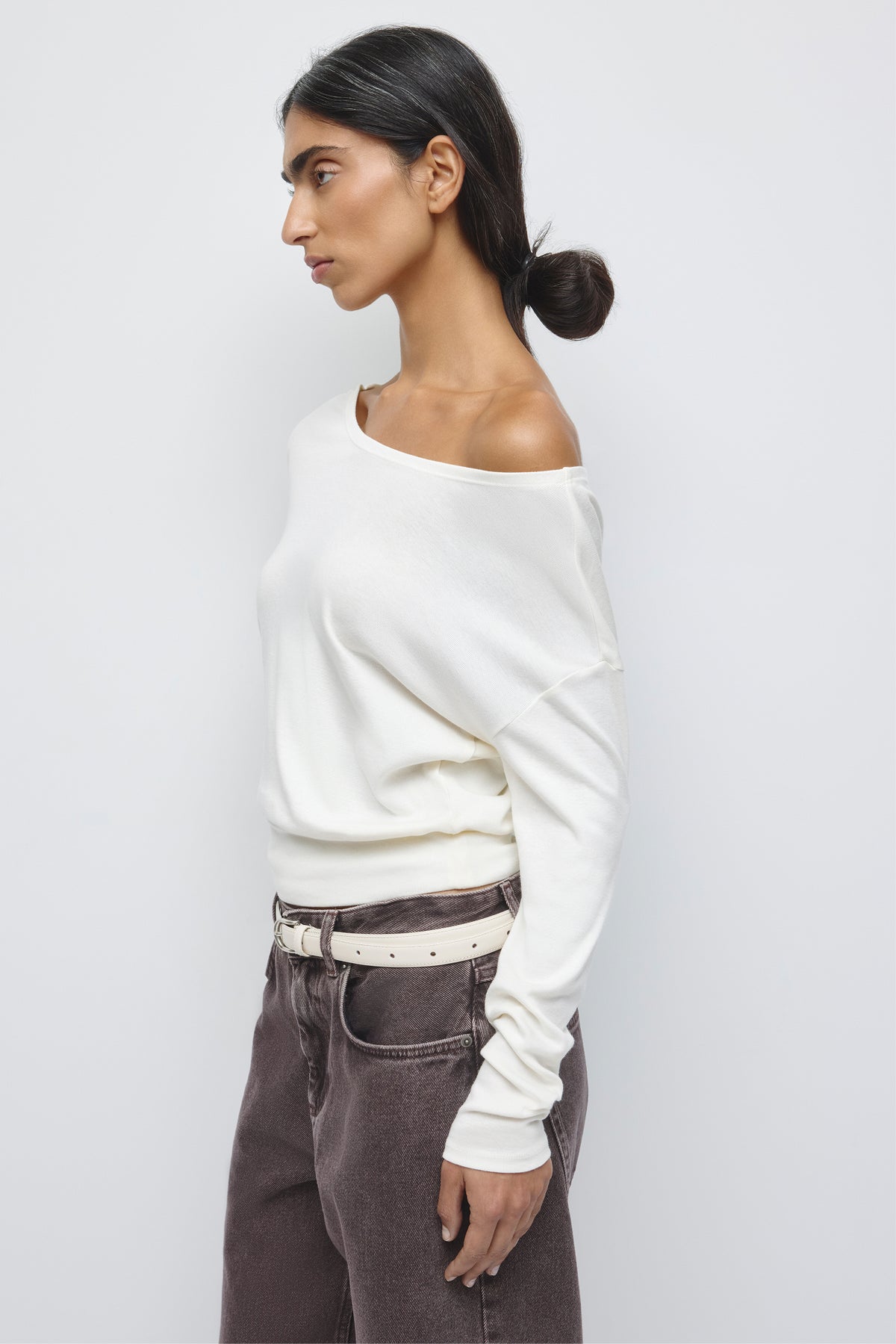 T-shirt à manches longues Zahra Slouch pour femme en guimauve