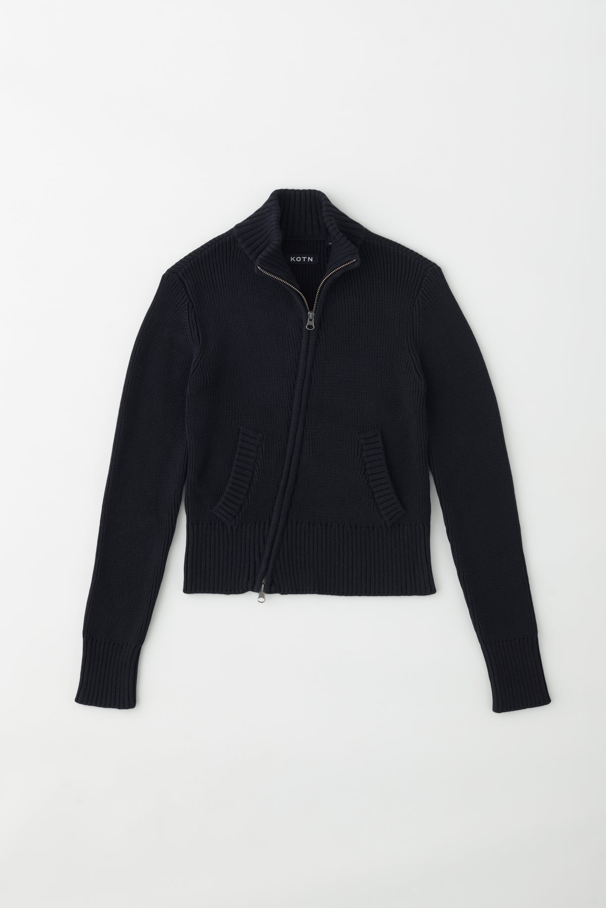 Pull asymétrique à fermeture éclair pour femme en noir