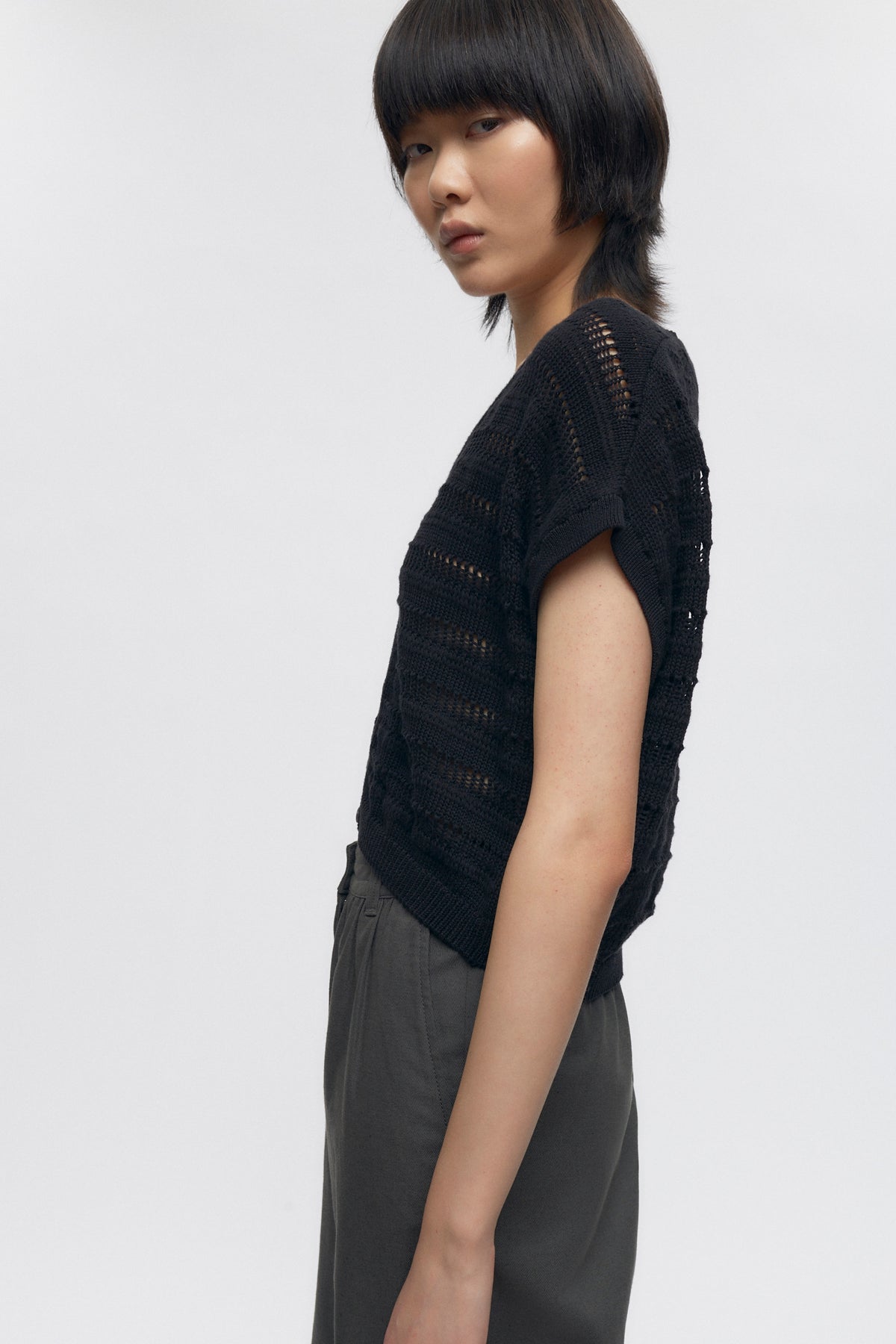 Gilet en tricot Acacia pour femme en noir
