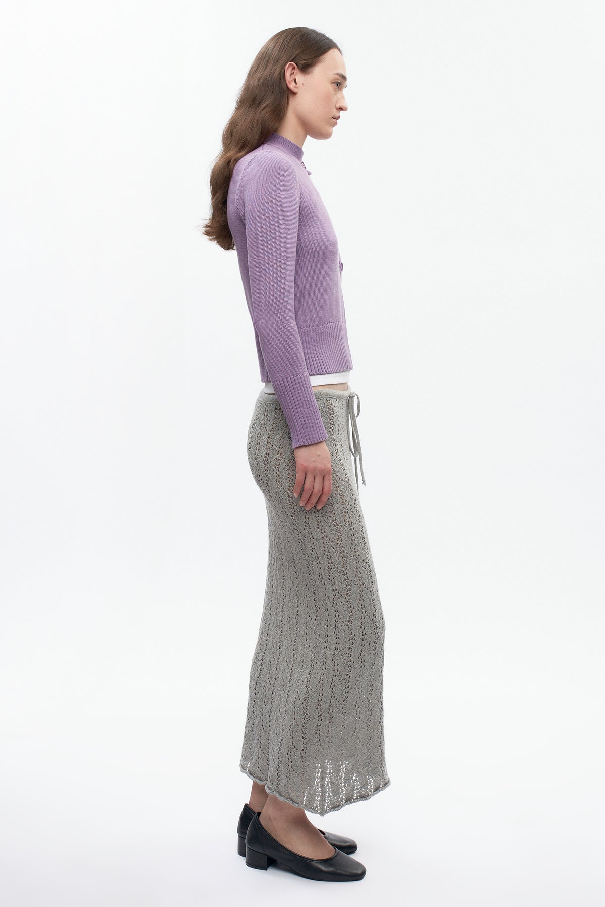 Cardigan asymétrique à boutons pour femme en mauve