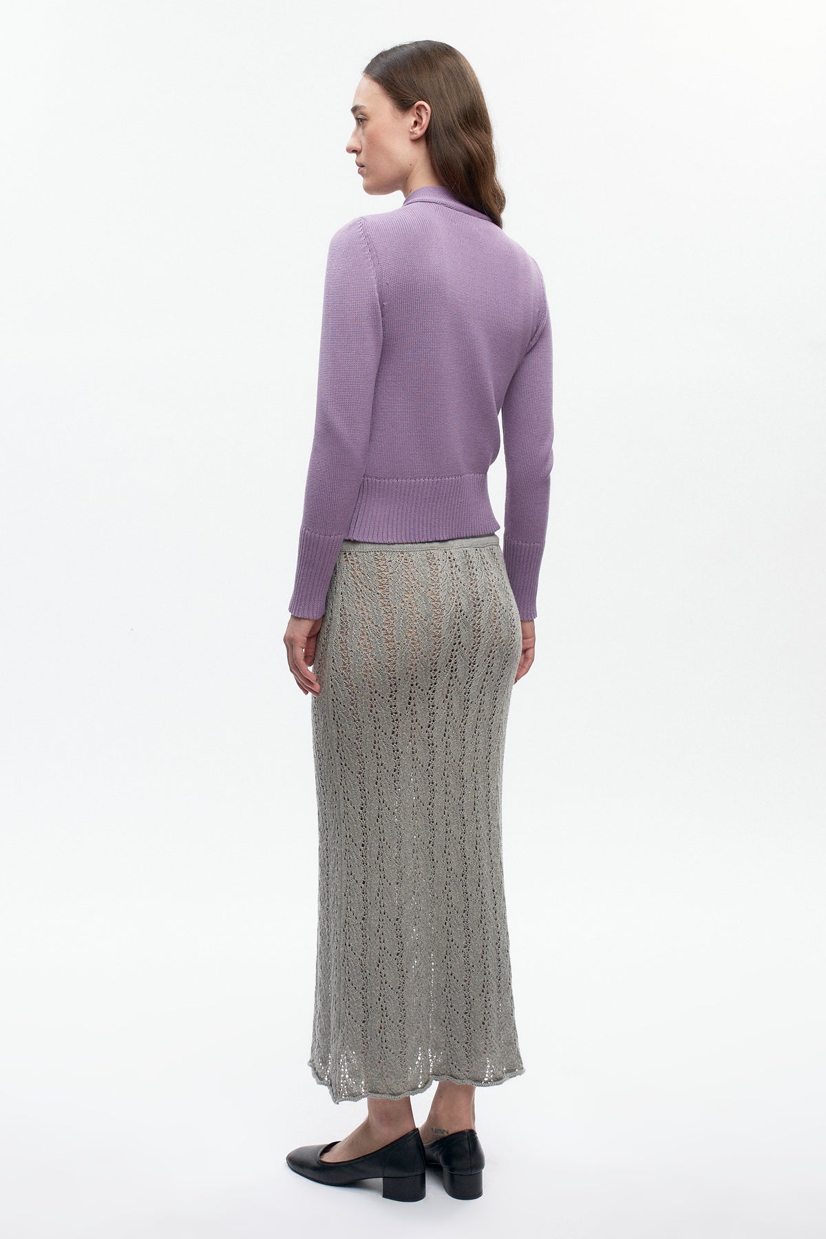 Cardigan asymétrique à boutons pour femme en mauve
