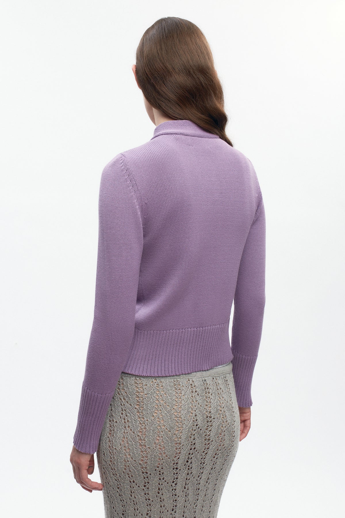 Cardigan asymétrique à boutons pour femme en mauve