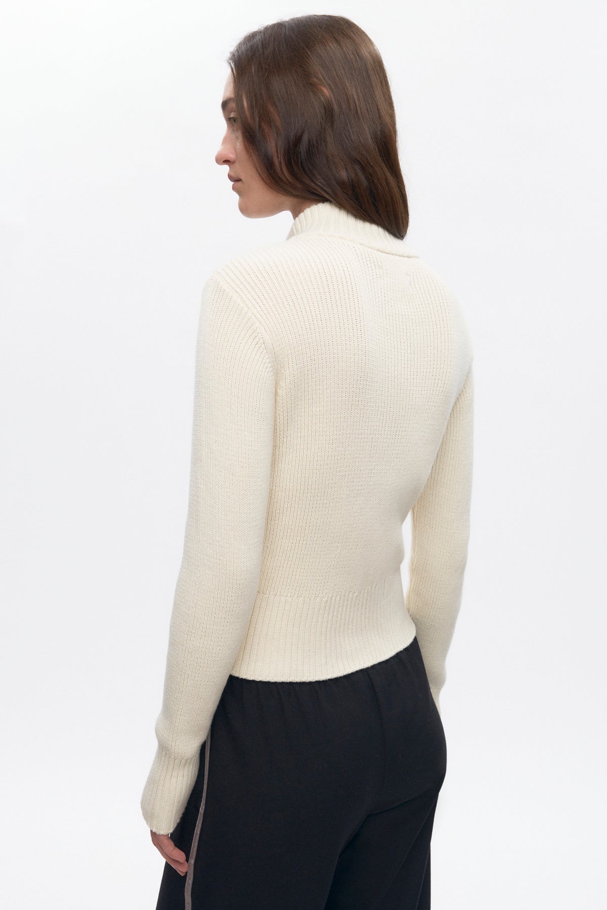 Pull asymétrique à fermeture éclair pour femme en guimauve