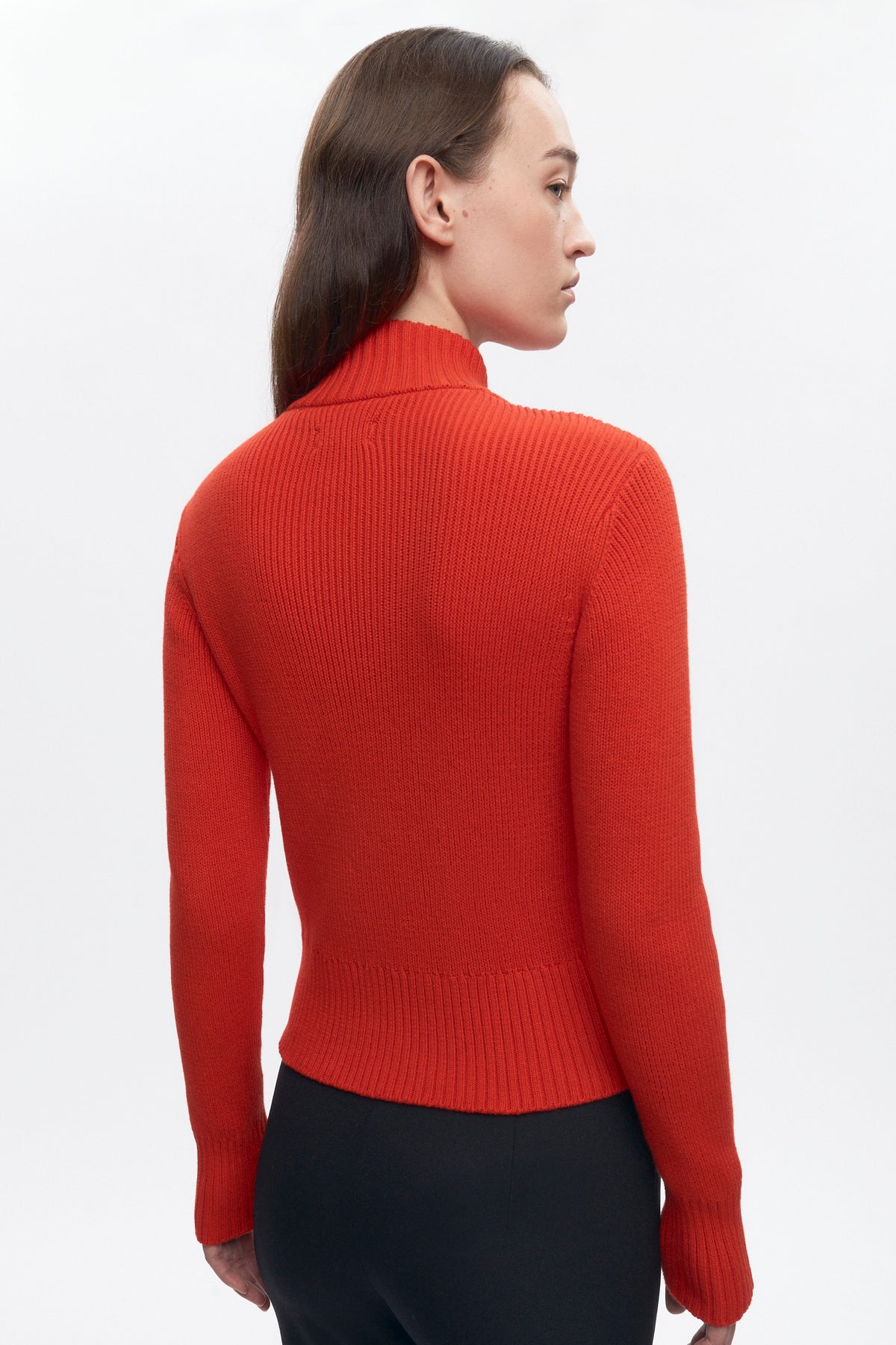 Pull asymétrique à fermeture éclair pour femme en rouge vif
