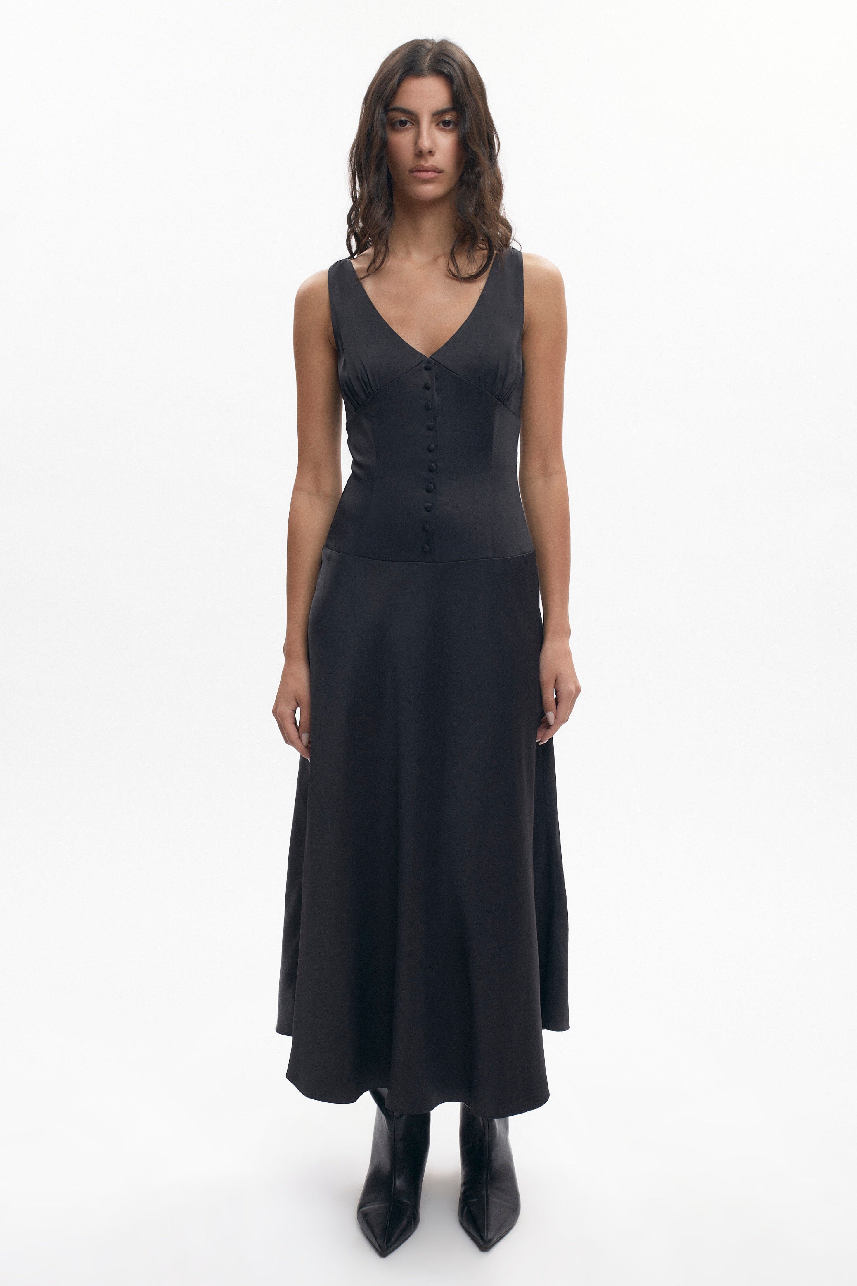 Robe plongeante Cleo pour femme en noir