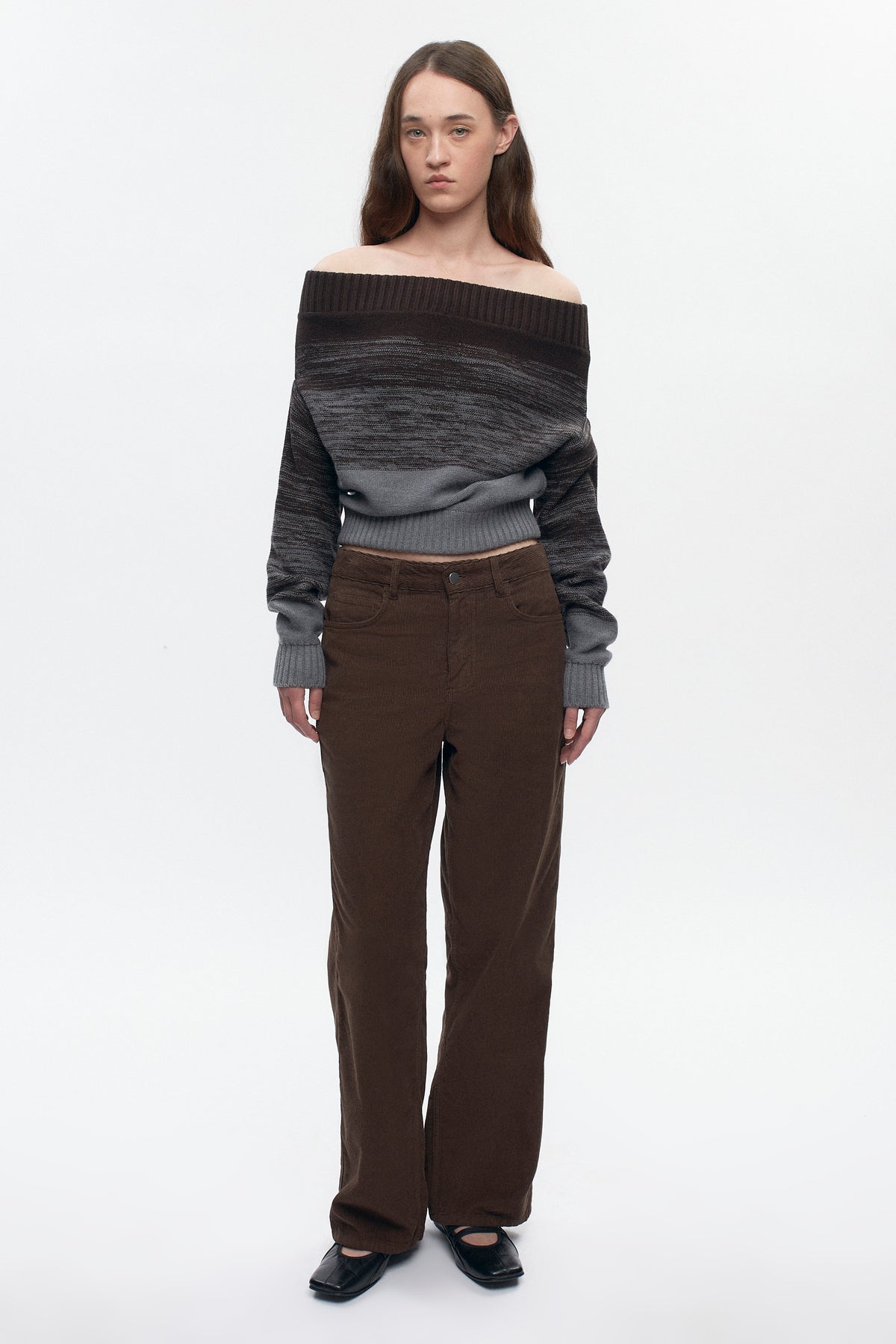 Le Pull Convertible en coffee Bean/Grey Melange