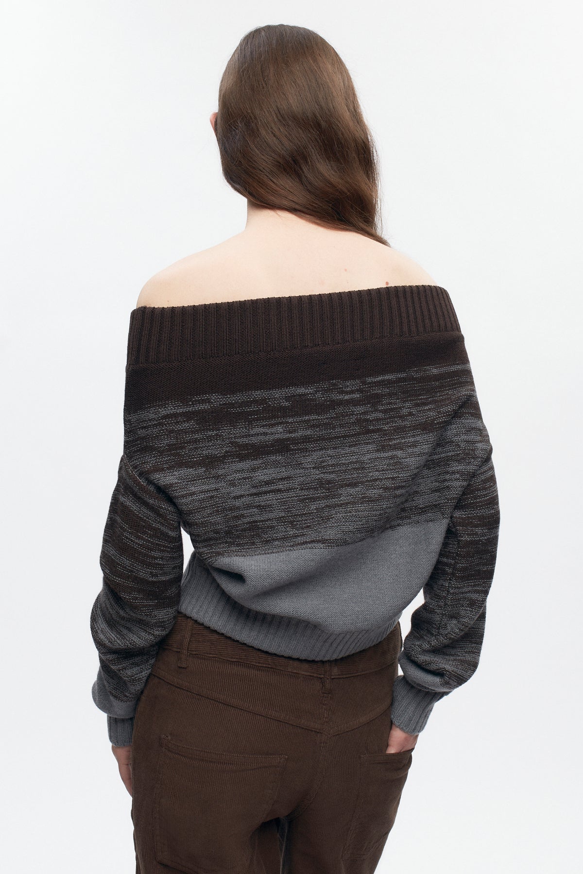 Le Pull Convertible en coffee Bean/Grey Melange