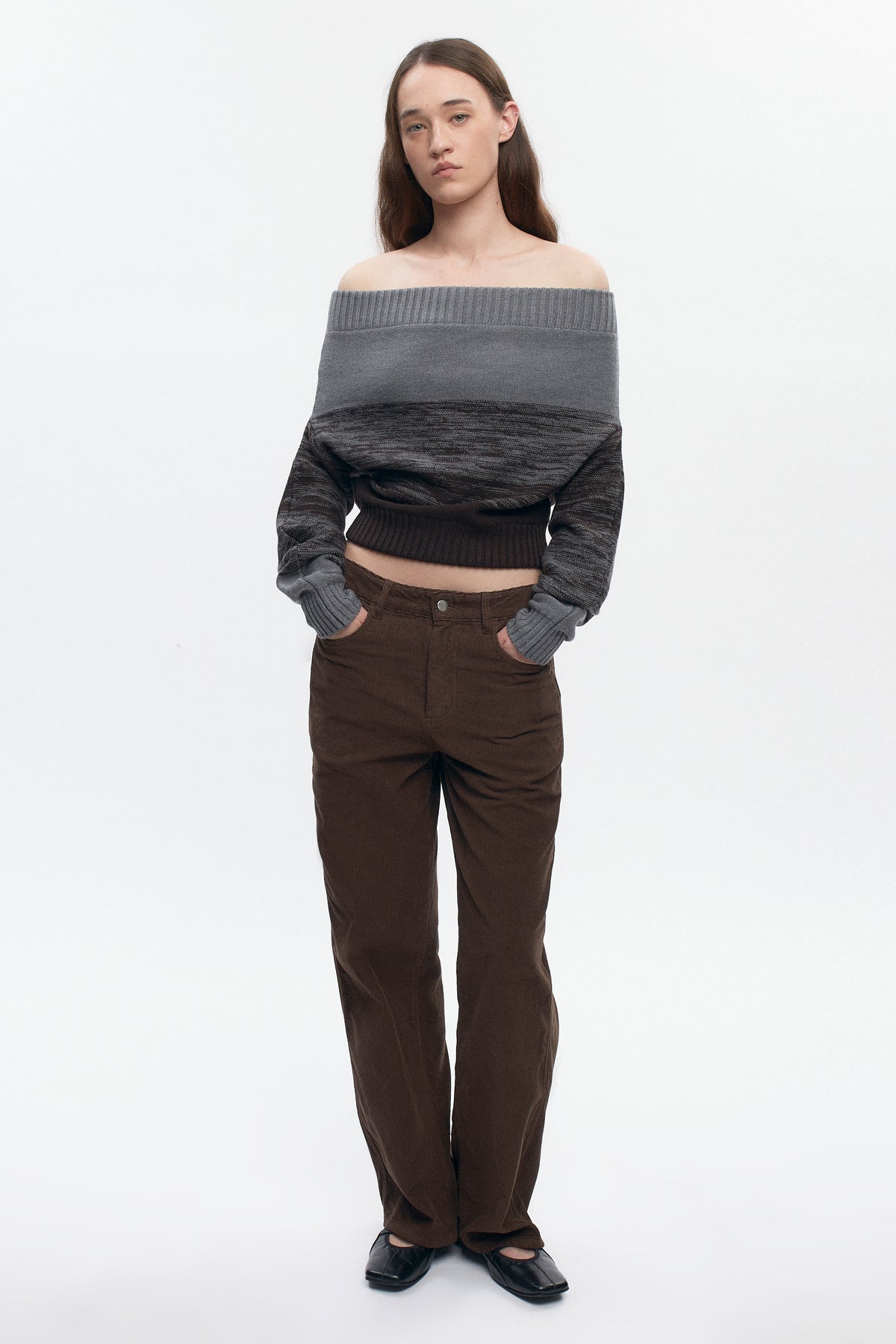 Le Pull Convertible en coffee Bean/Grey Melange