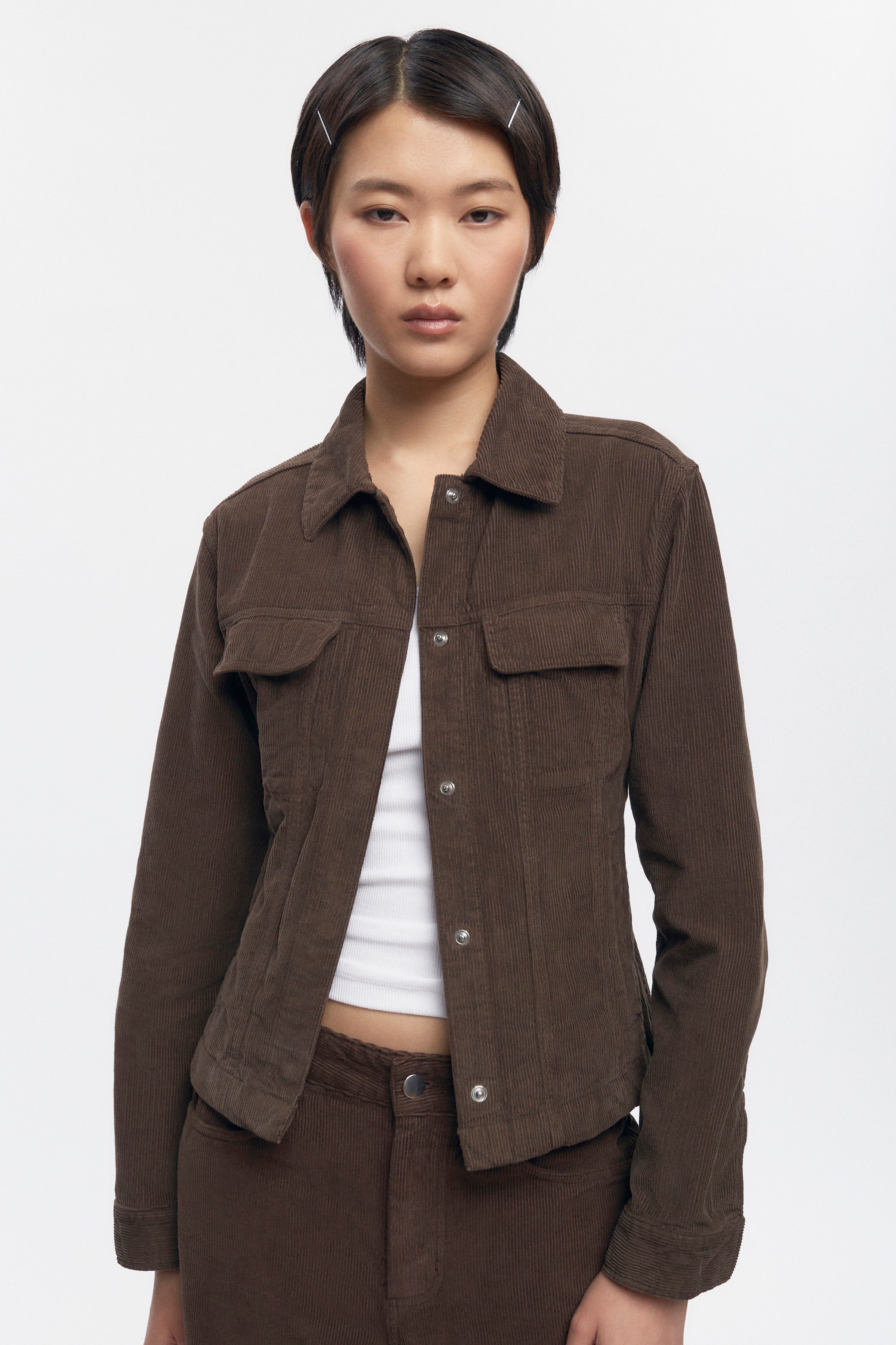 Veste en velours côtelé pour femme en graine de café