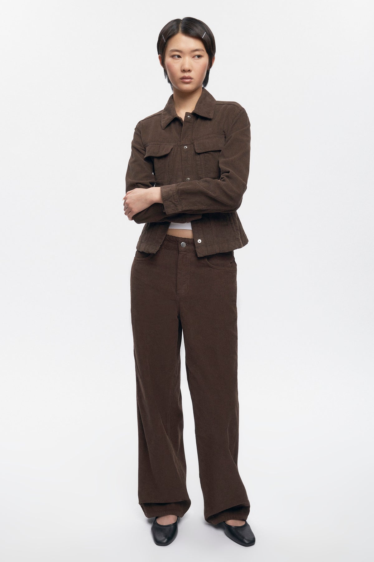 Pantalon en velours côtelé Taba pour femme en graine de café