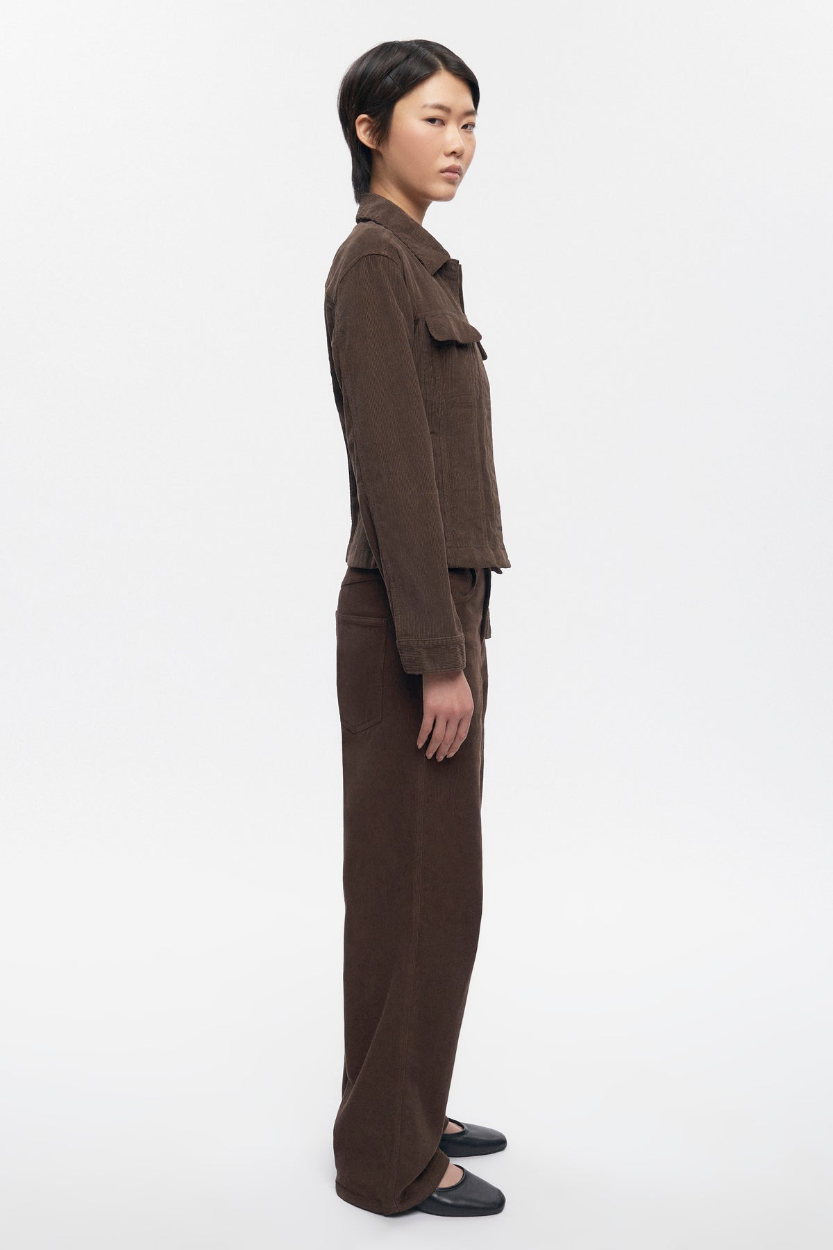 Pantalon en velours côtelé Taba pour femme en graine de café