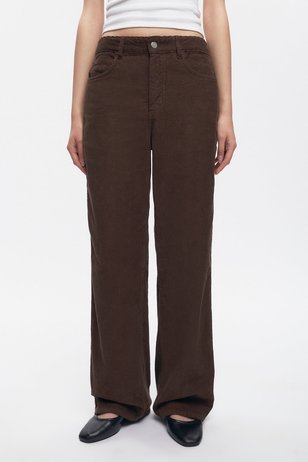 Pantalon en velours côtelé Taba pour femme en graine de café