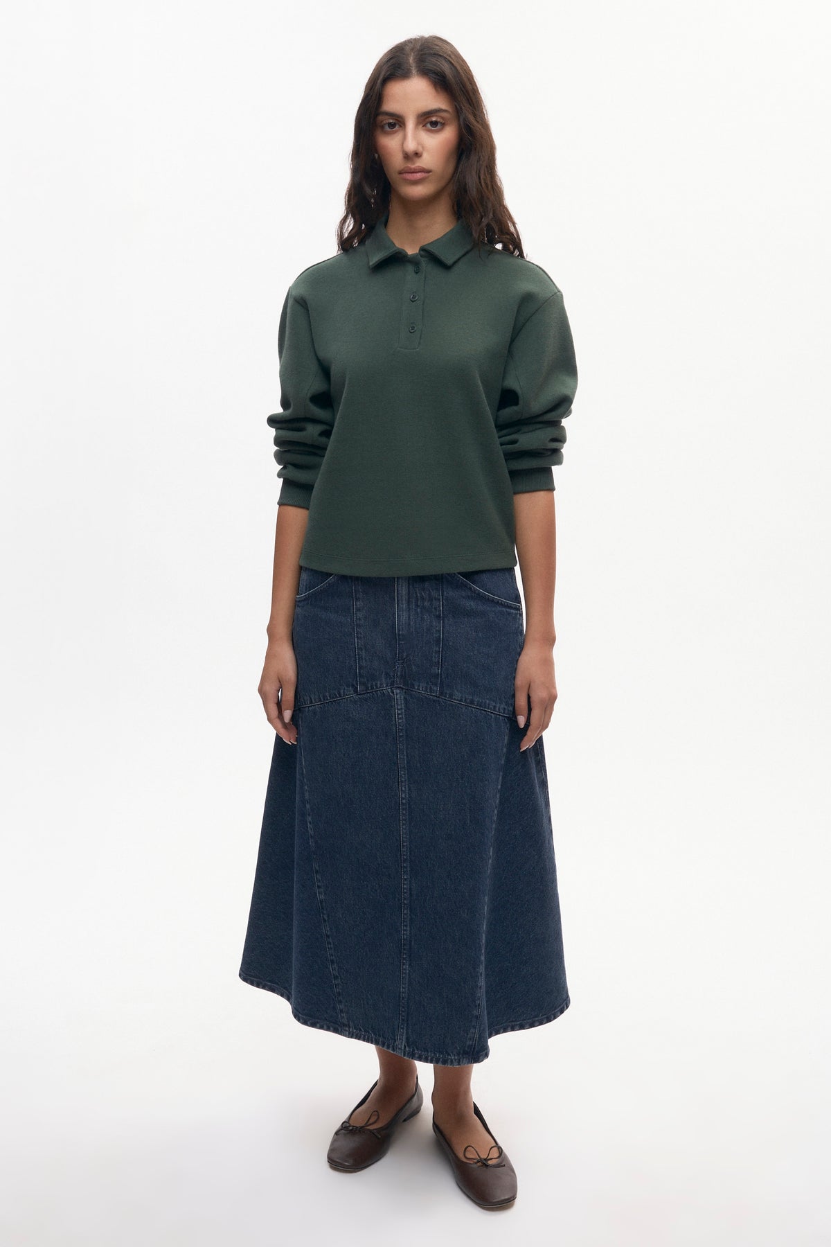 Polo Femme en rayures vert bouteille