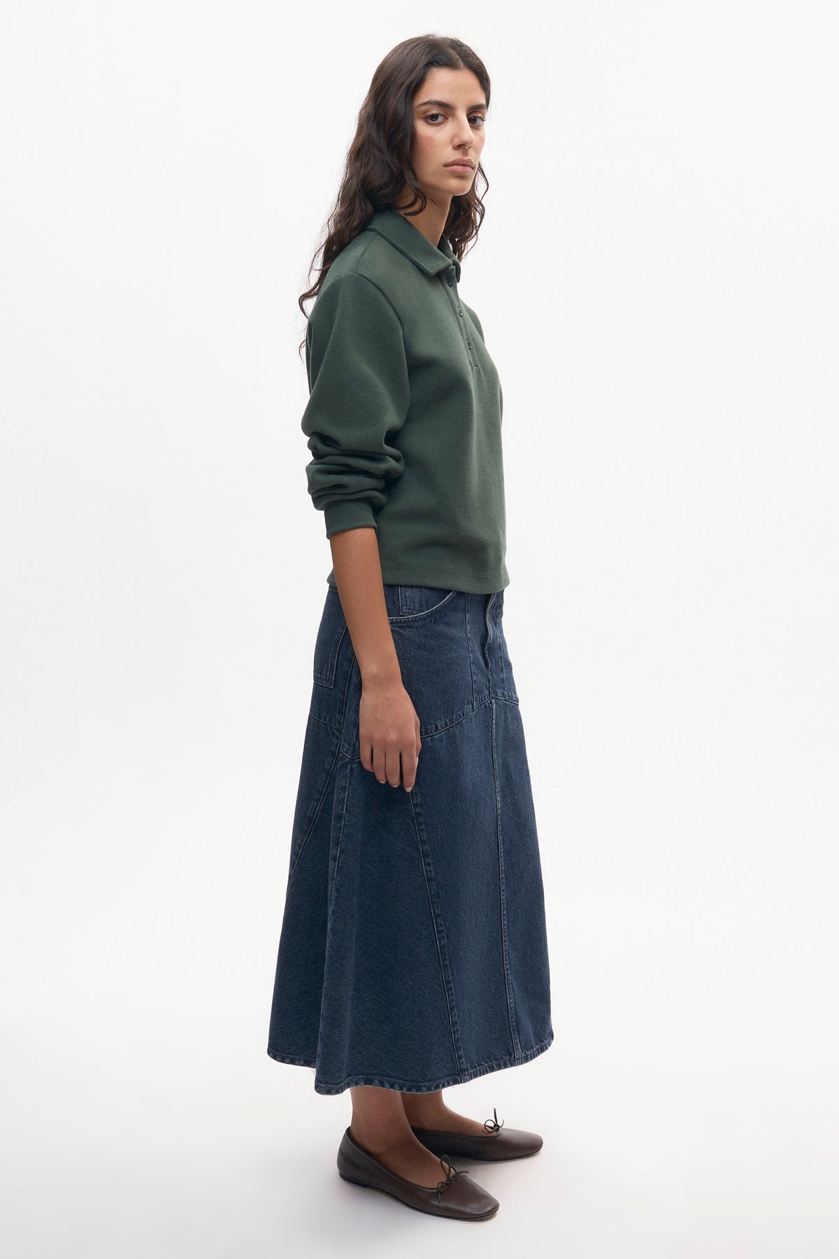 Polo Femme en rayures vert bouteille