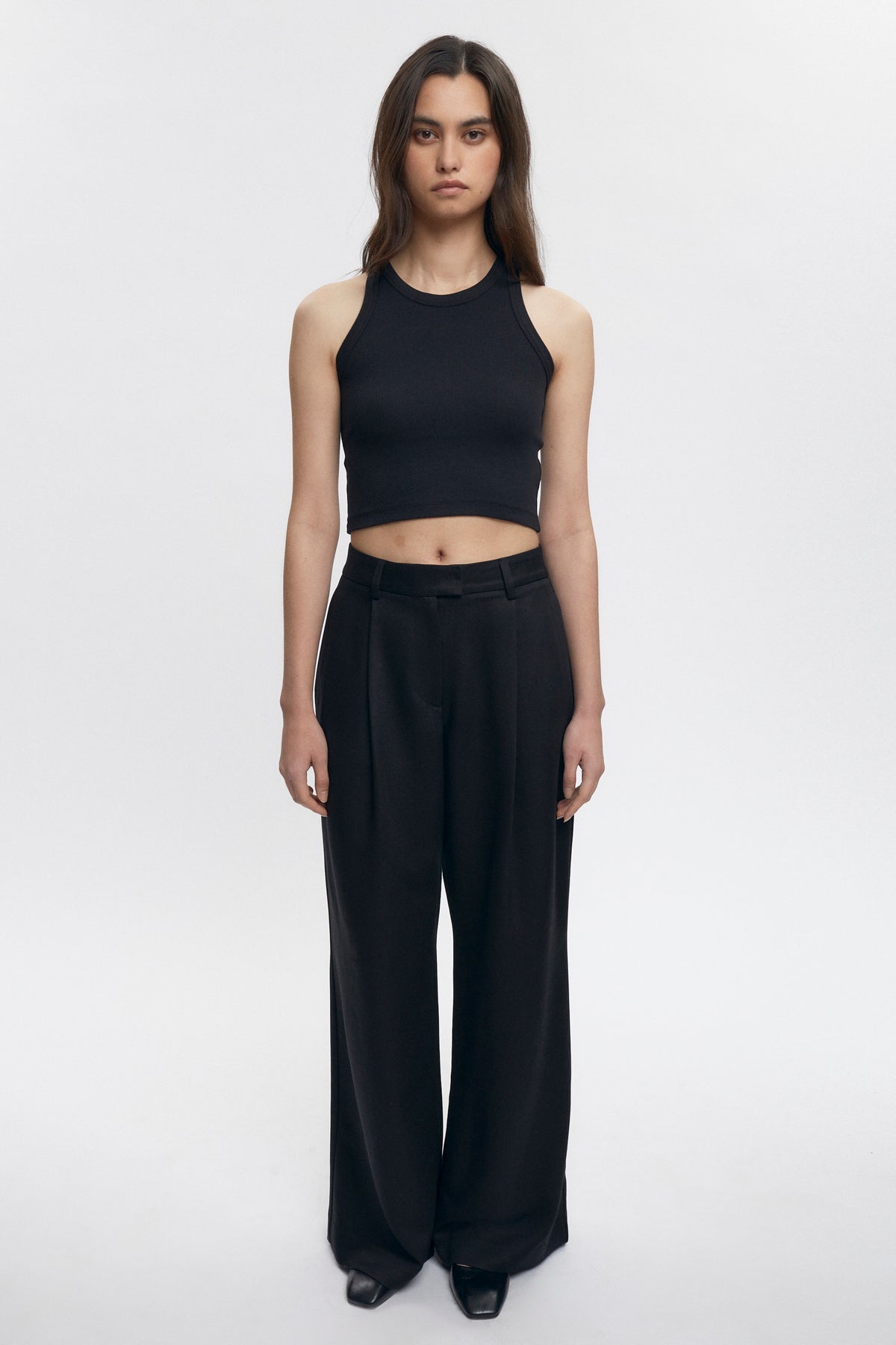 Débardeur Crop Racer pour Femme en Noir