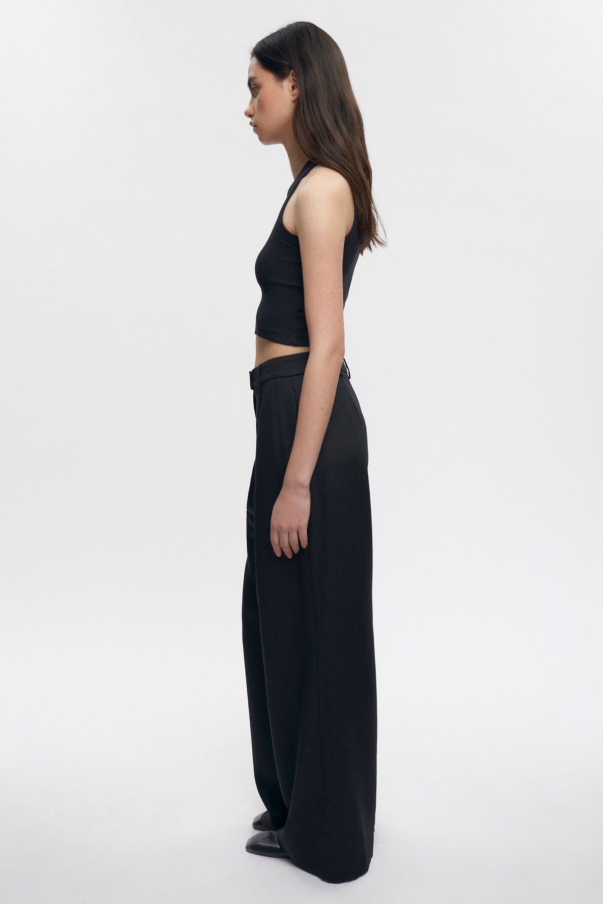 Débardeur Crop Racer pour Femme en Noir