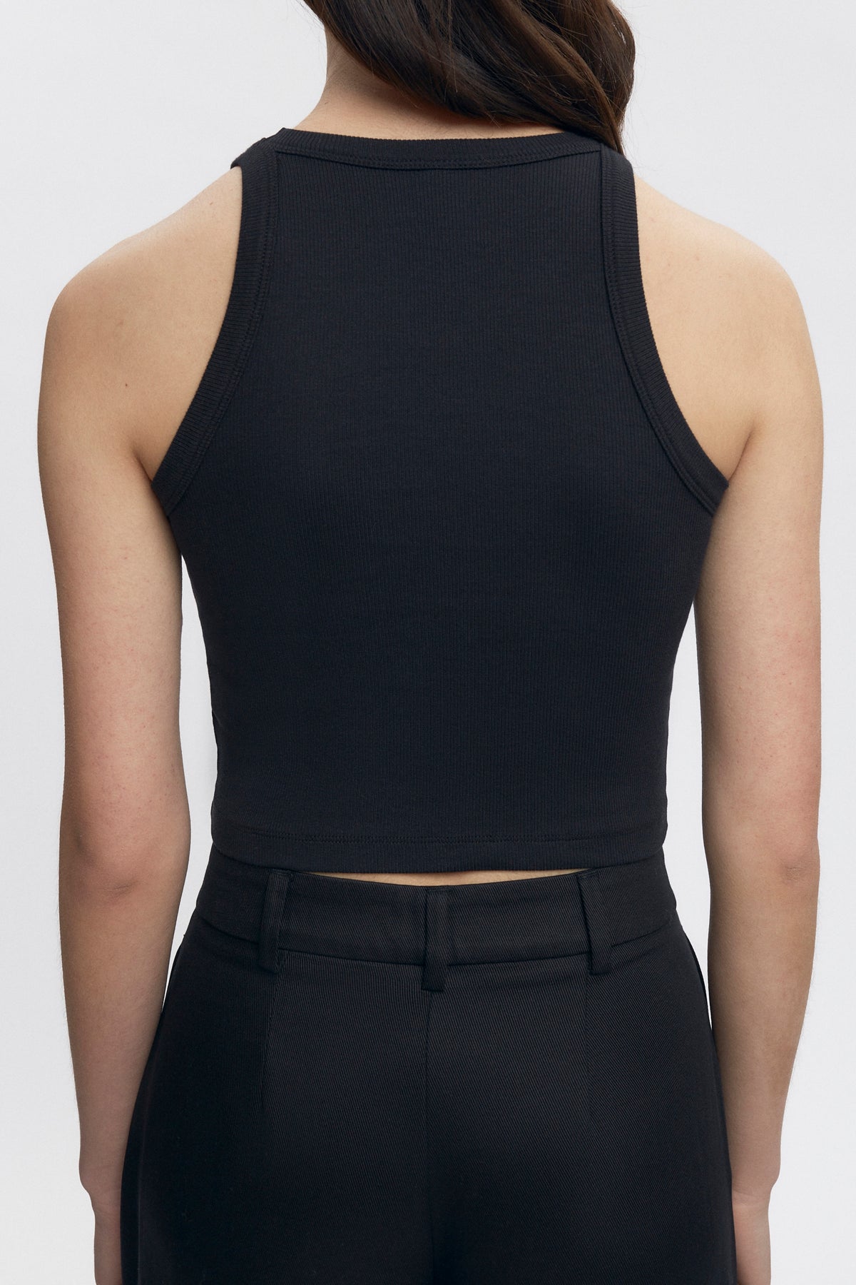 Débardeur Crop Racer pour Femme en Noir