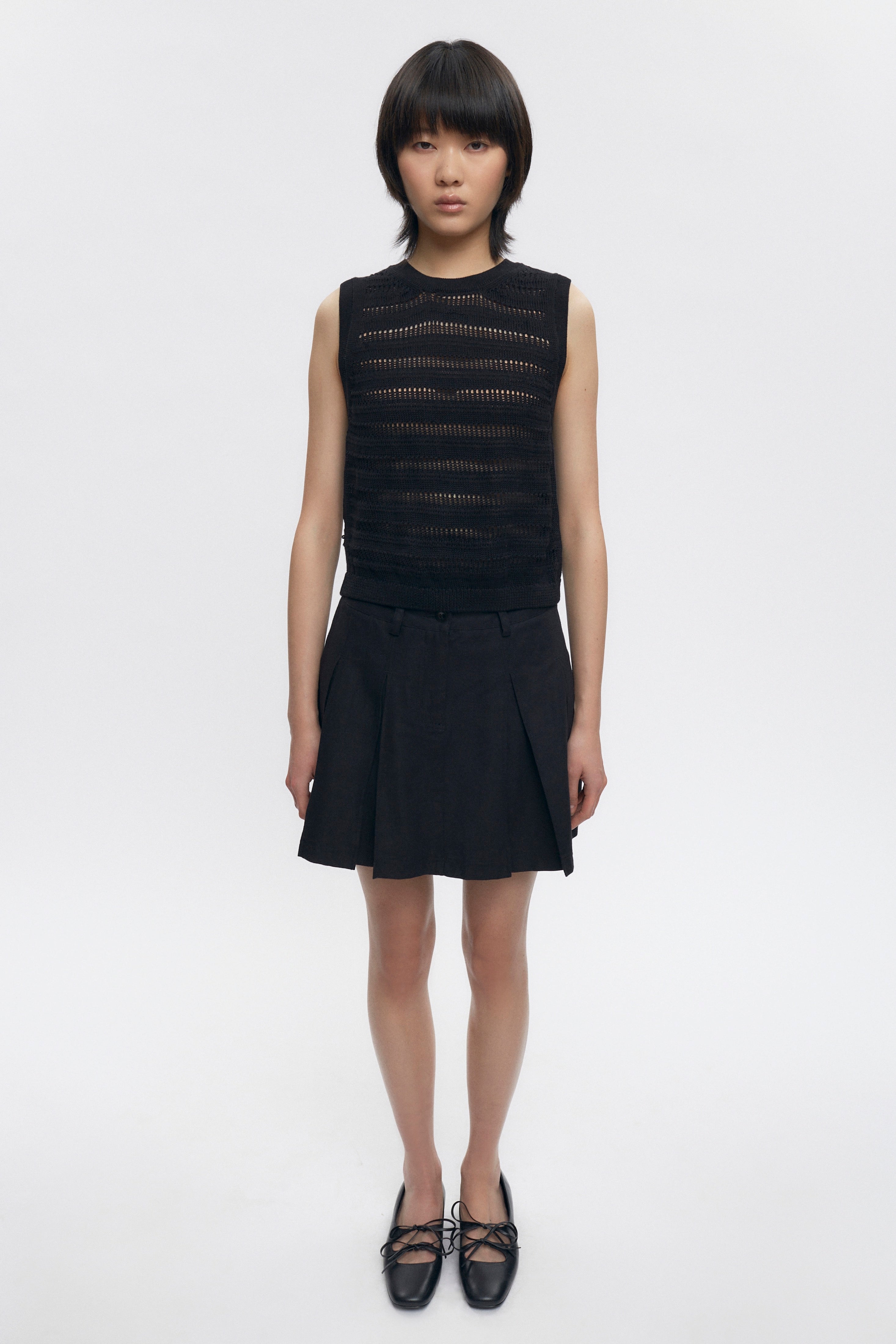 Mini plissé en sergé Dendera pour femme en noir