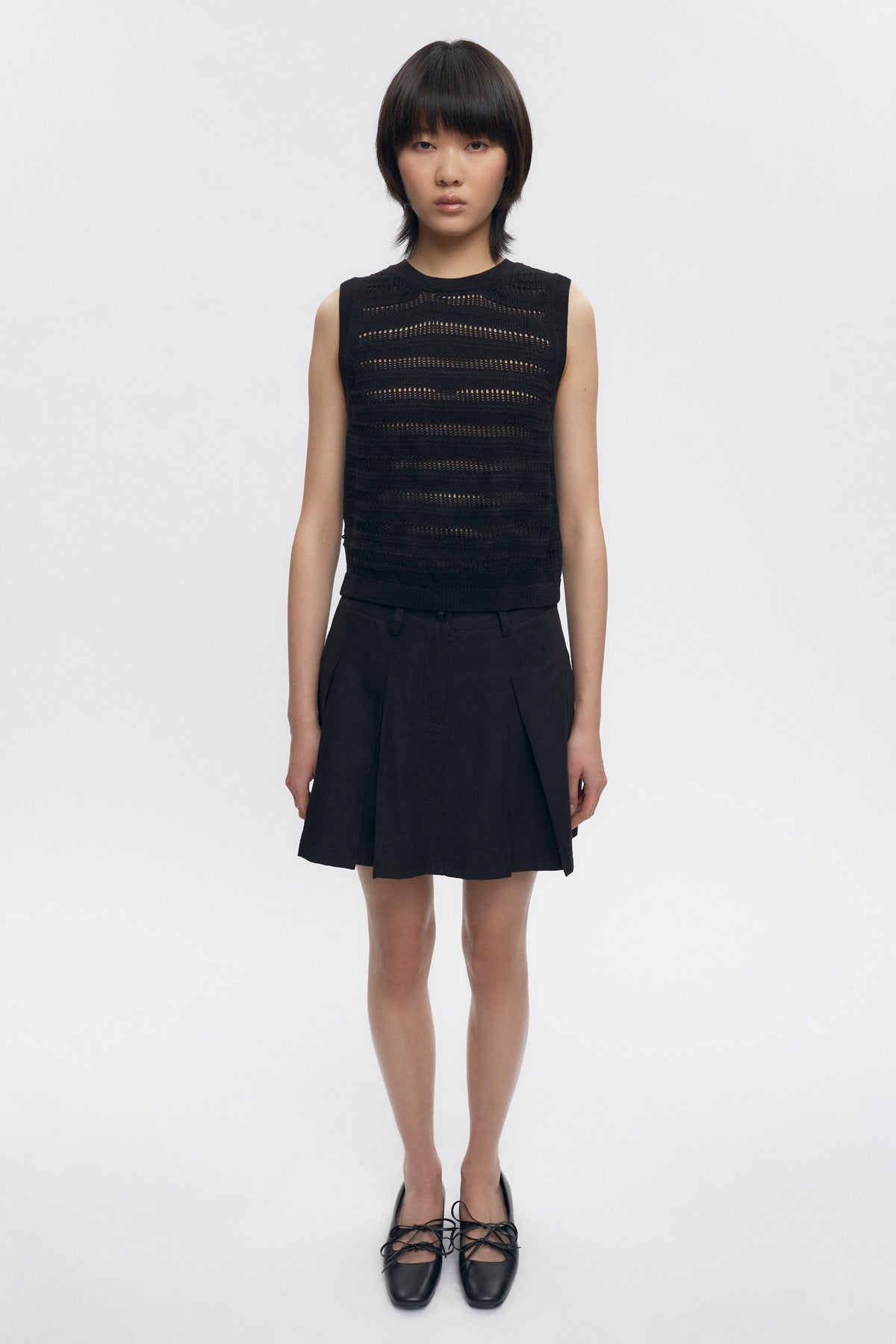 Mini plissé en sergé Dendera pour femme en noir