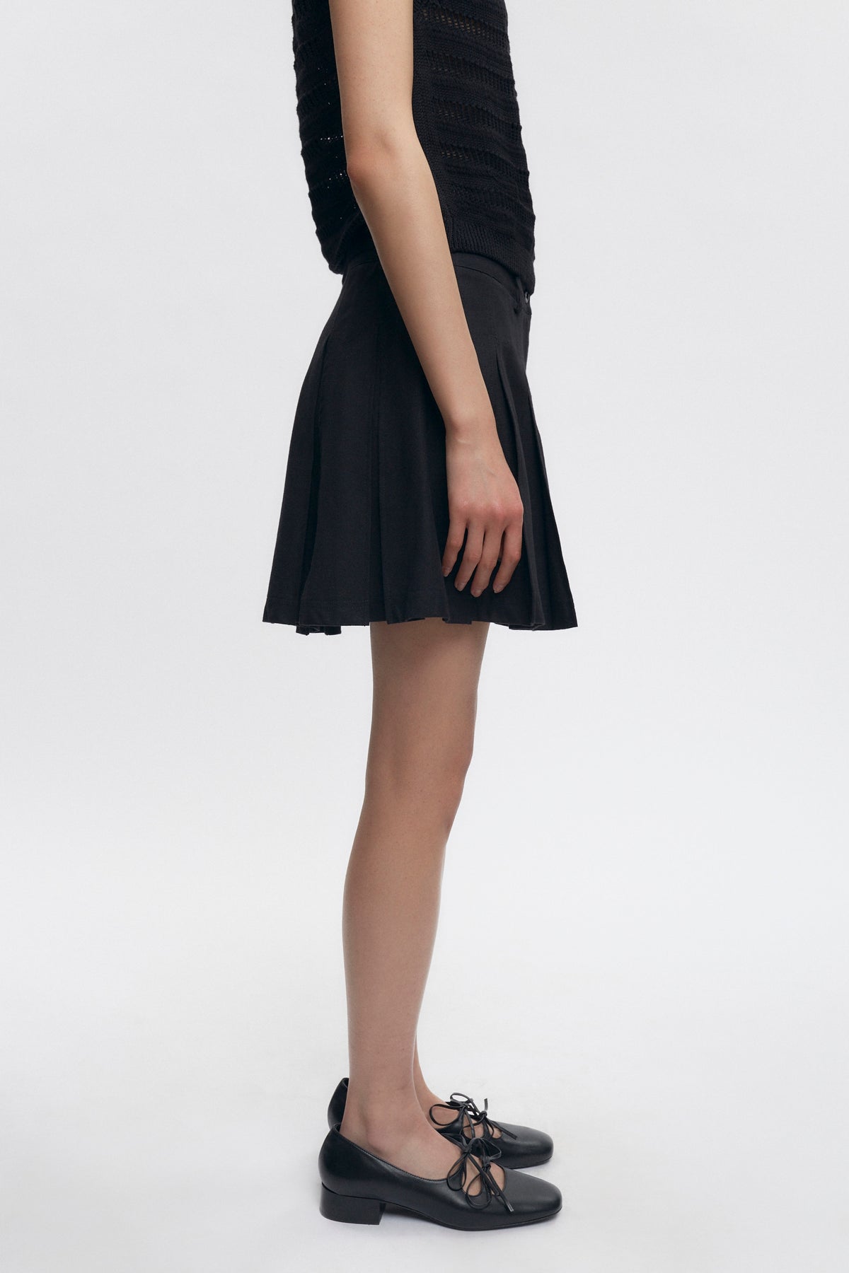 Mini plissé en sergé Dendera pour femme en noir