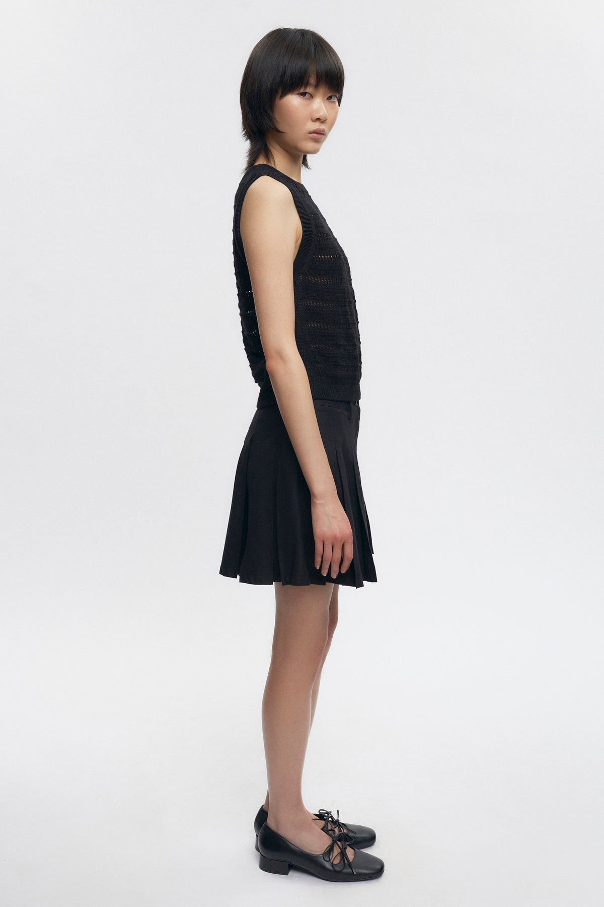 Mini plissé en sergé Dendera pour femme en noir