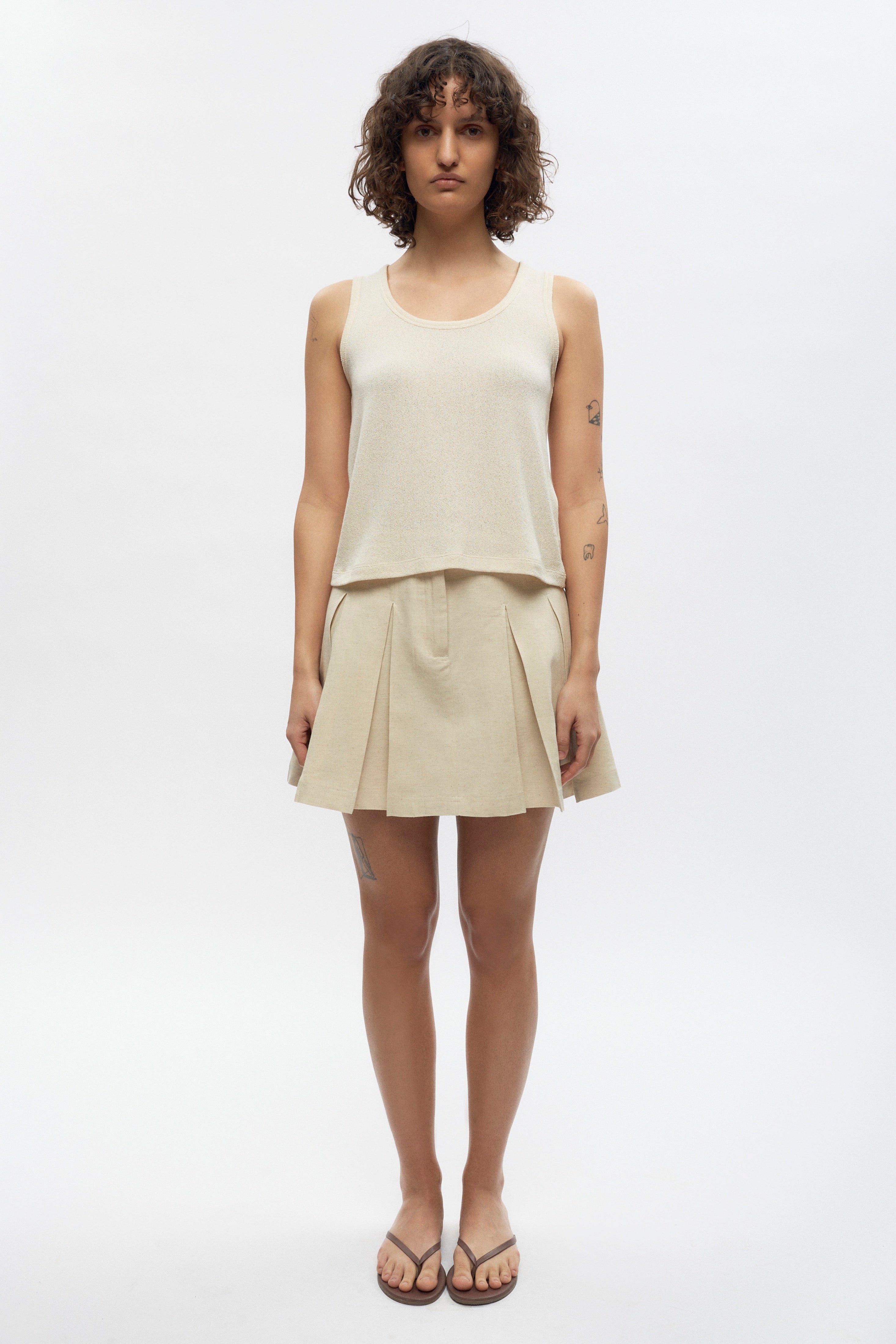 Mini plissé en sergé Dendera pour femme en fog