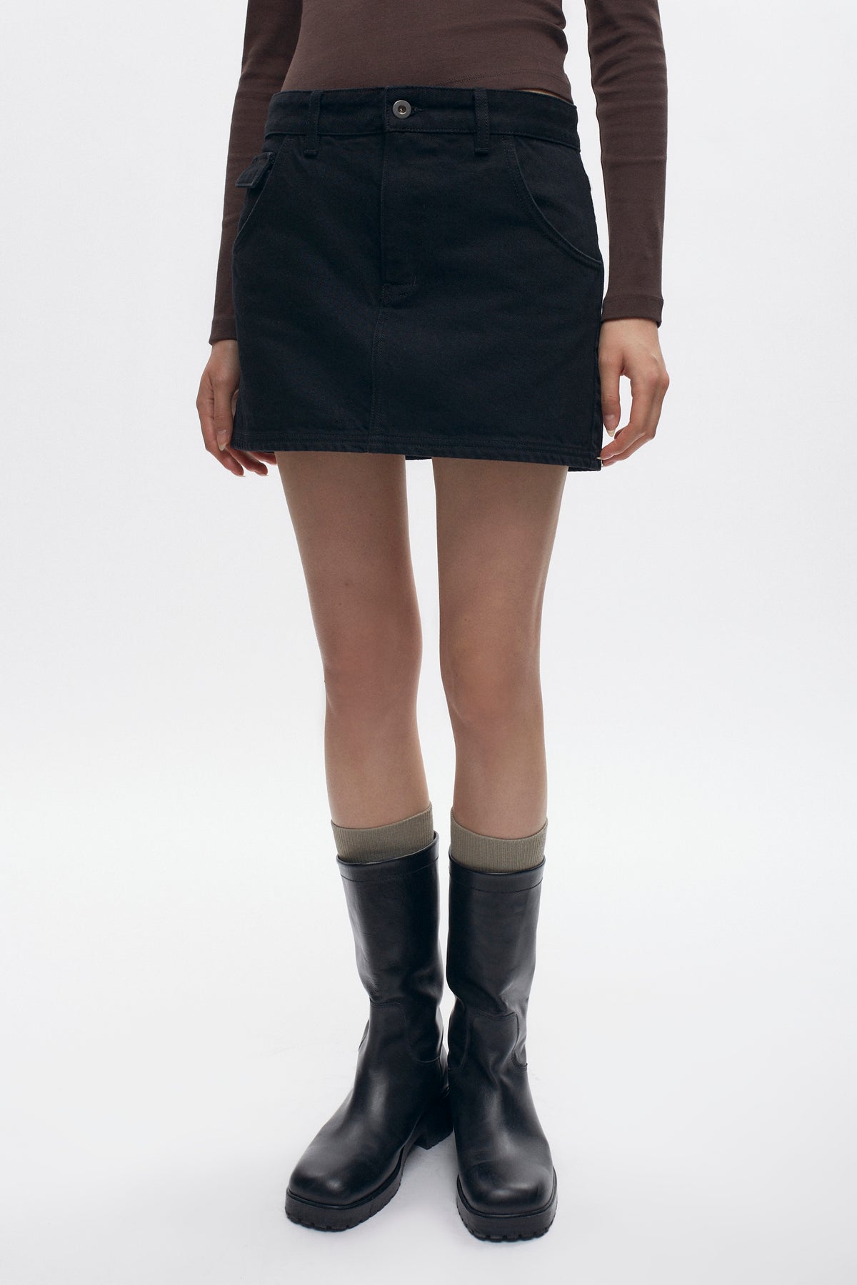 Women's Denim Mini Skirt in Black