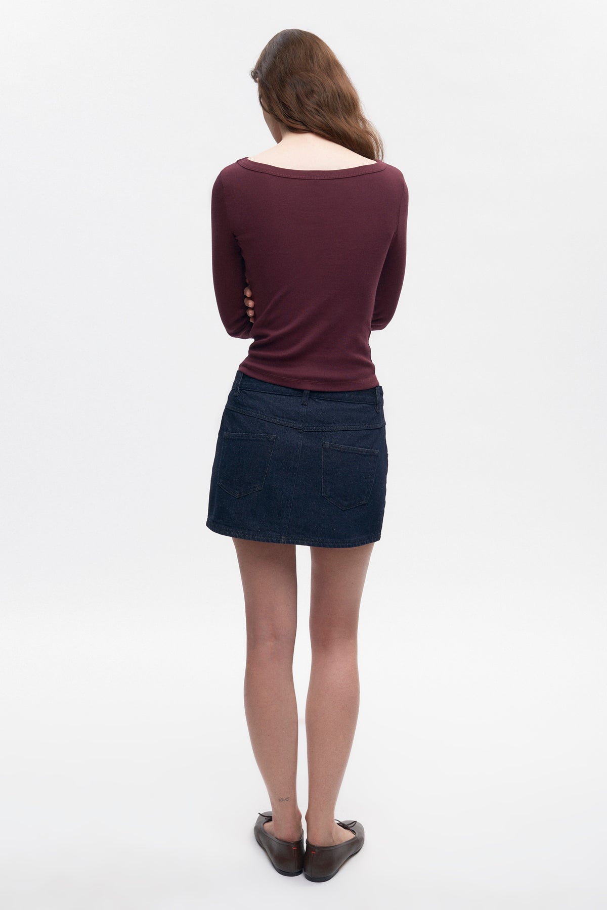 Mini-jupe en denim pour femme en rincez