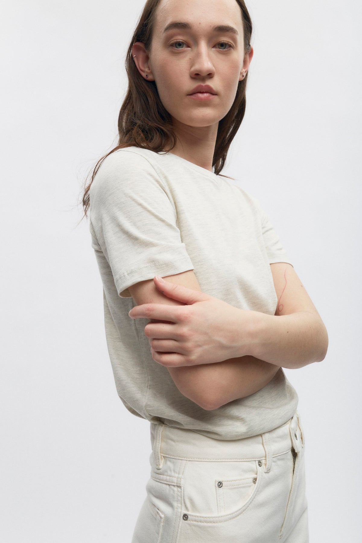Coupe essentielle pour femmes en avoine chiné