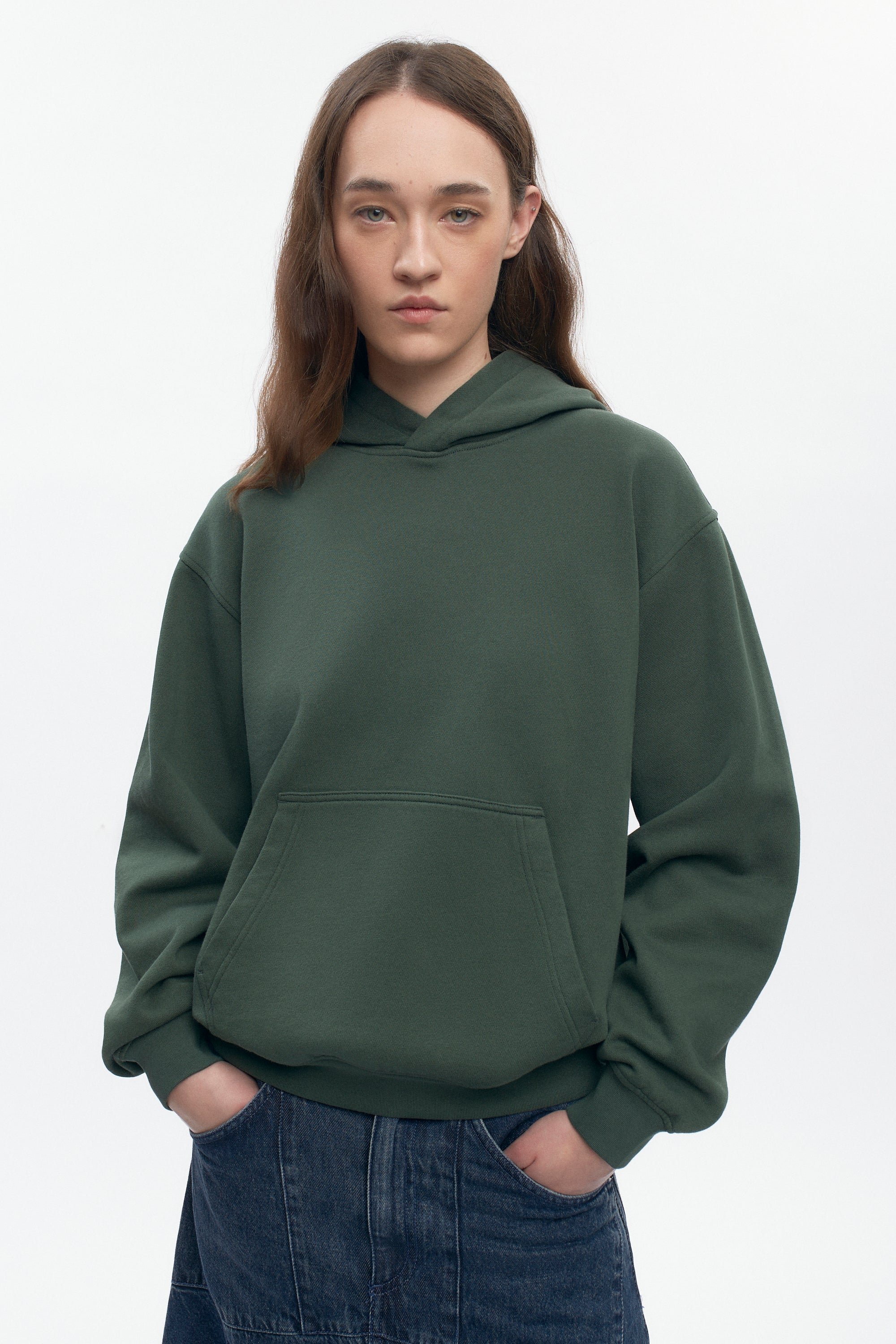 Sweat à capuche Essential pour femme en rayures vert bouteille