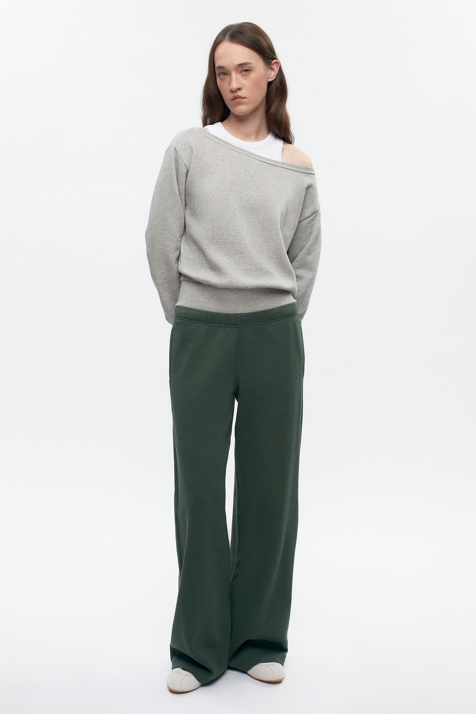 Pantalon de survêtement droit Essential pour femme en rayures vert bouteille