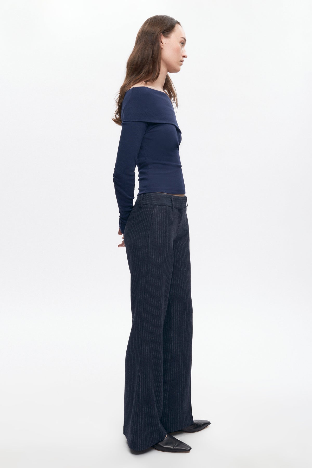 Pantalon en laine Iman pour femme en midnight Pinstripe