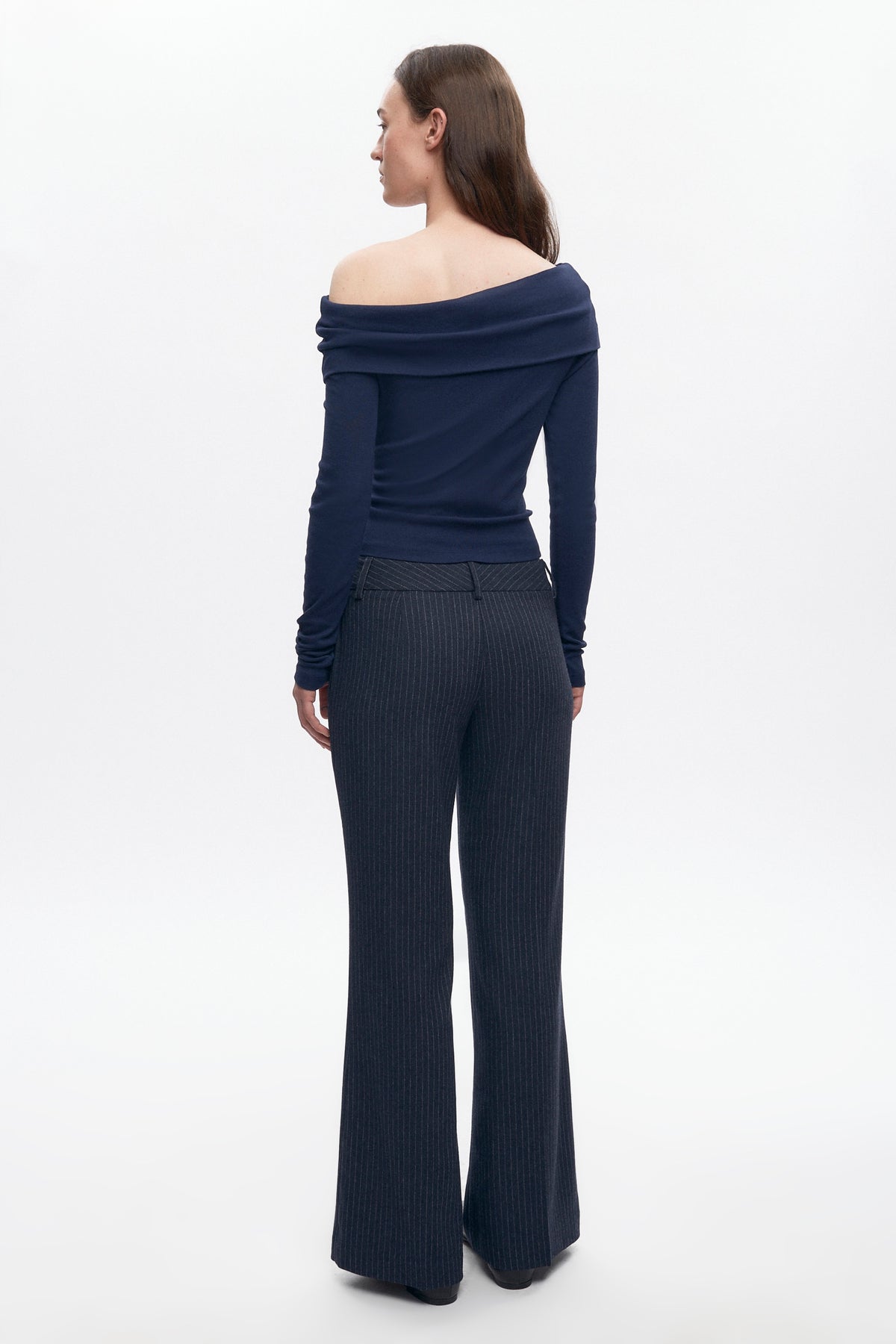 Pantalon en laine Iman pour femme en midnight Pinstripe