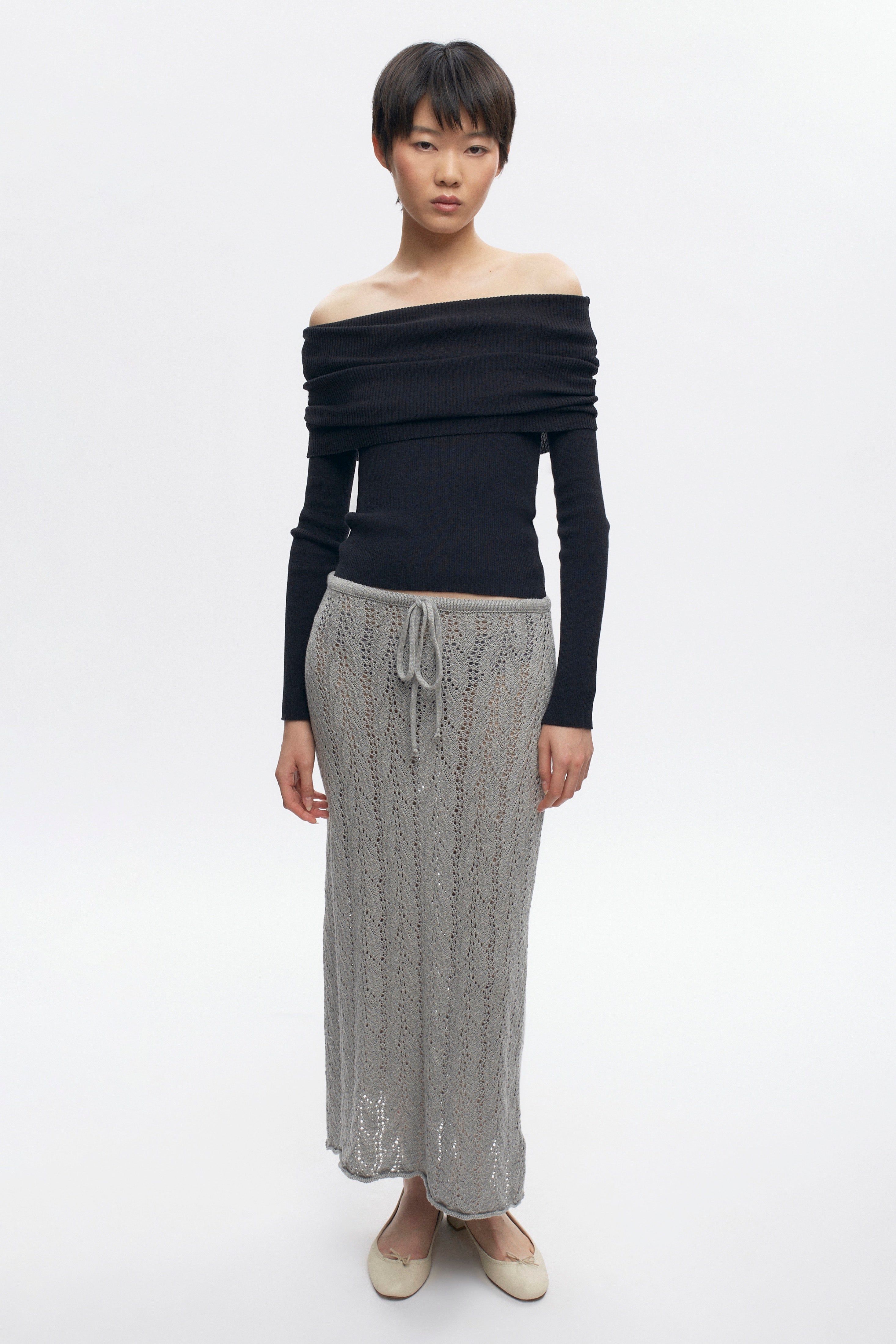 Jupe à torsades Kamilah pour femme en gris chiné