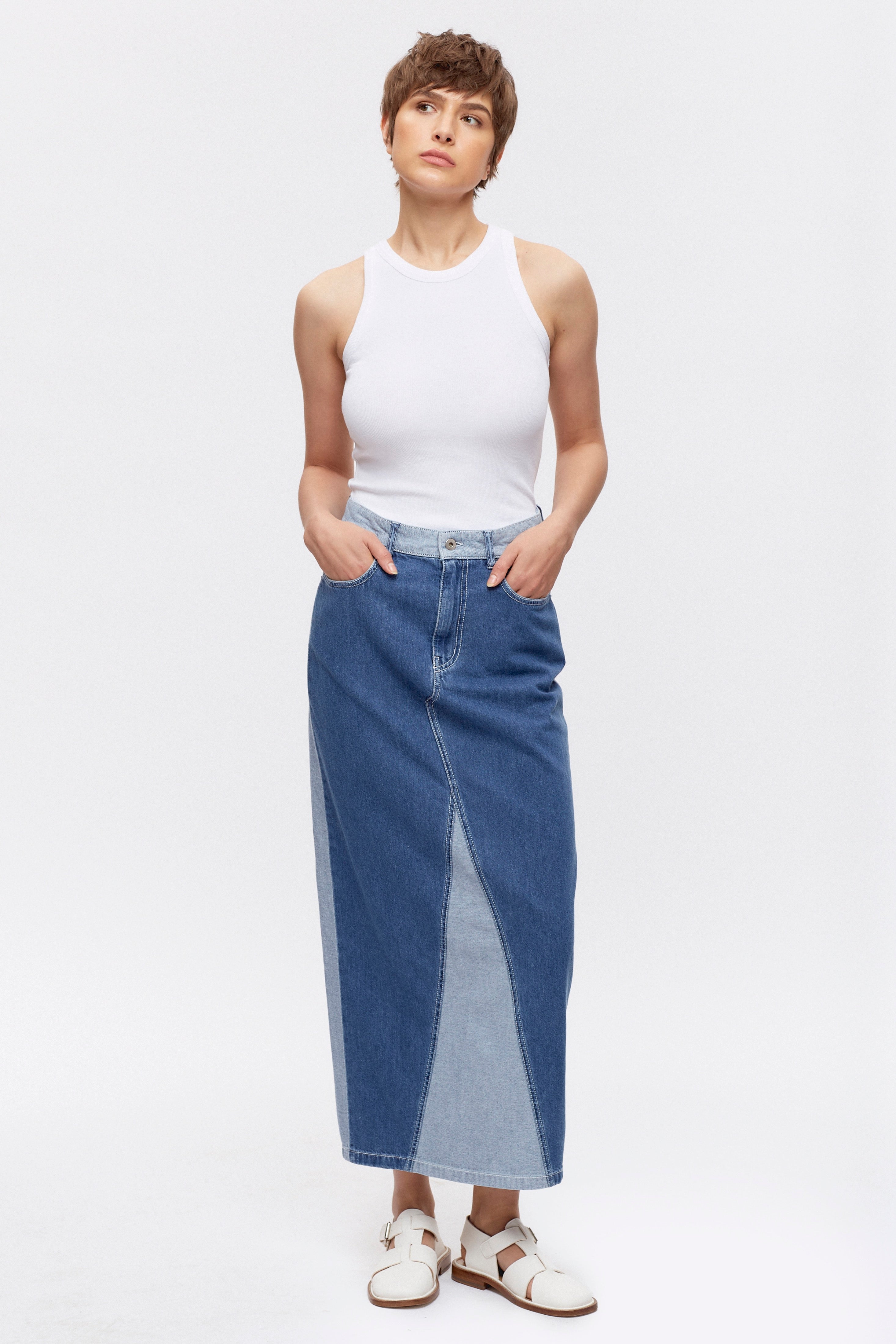 Jupe en jean Lily pour femmes en délavage moyen