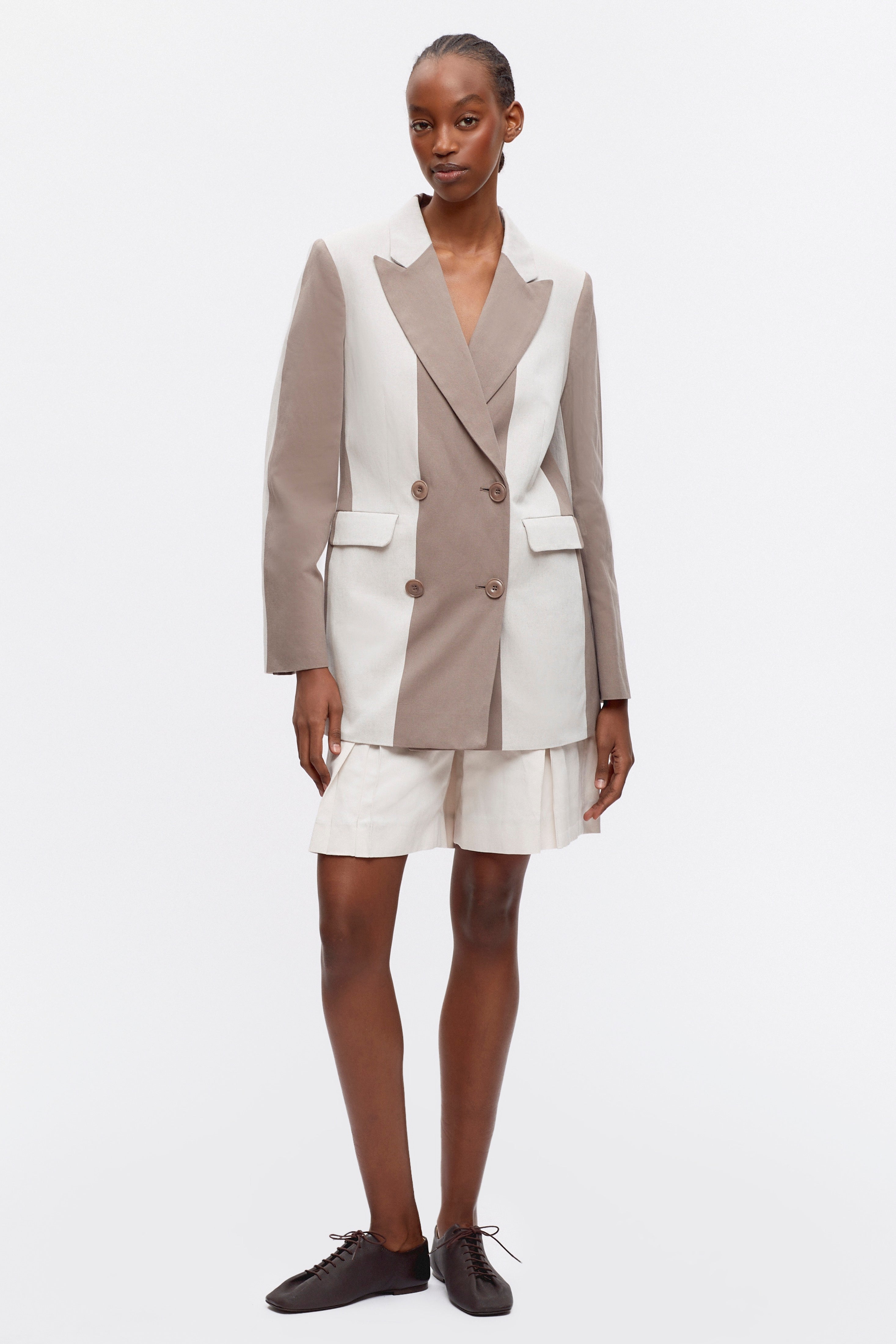 Blazer Station en Lin pour Femme en Rayure Bouleau/Brindle