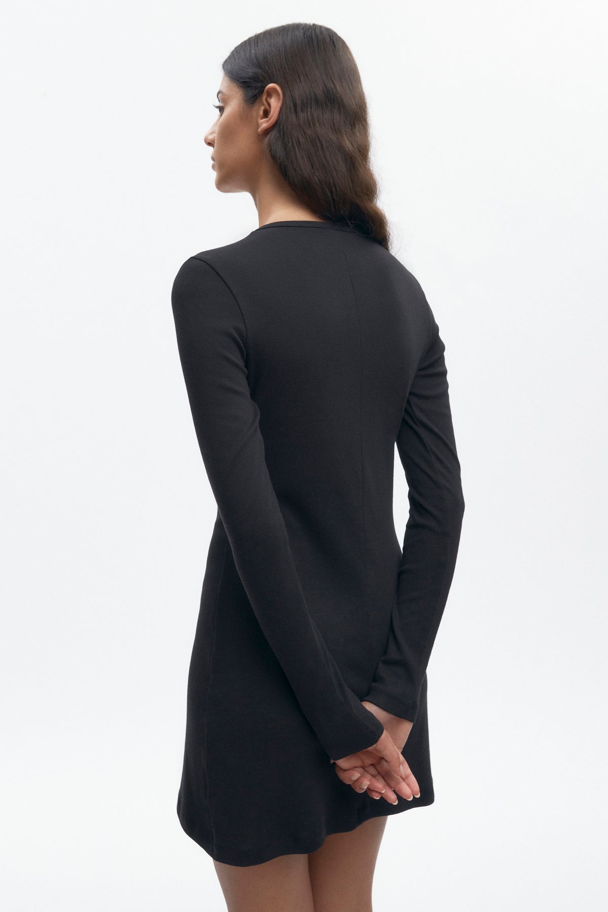Mini-robe à manches longues pour femme en noir