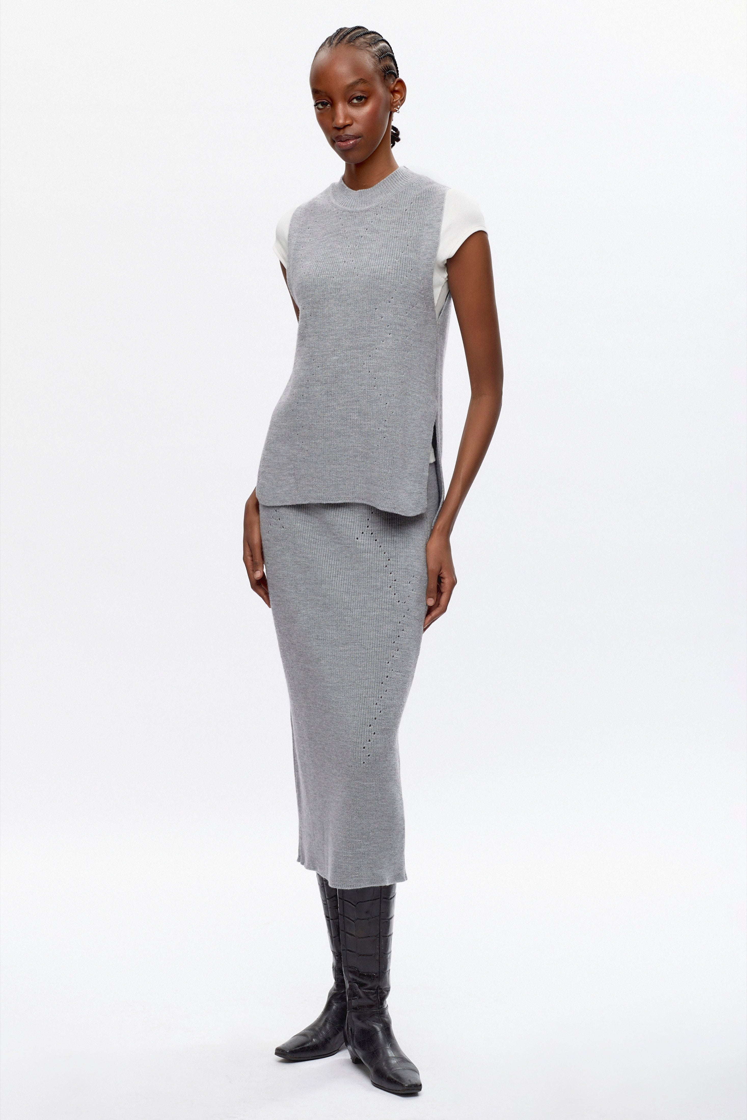 Jupe Maadi pour femmes en gris chiné