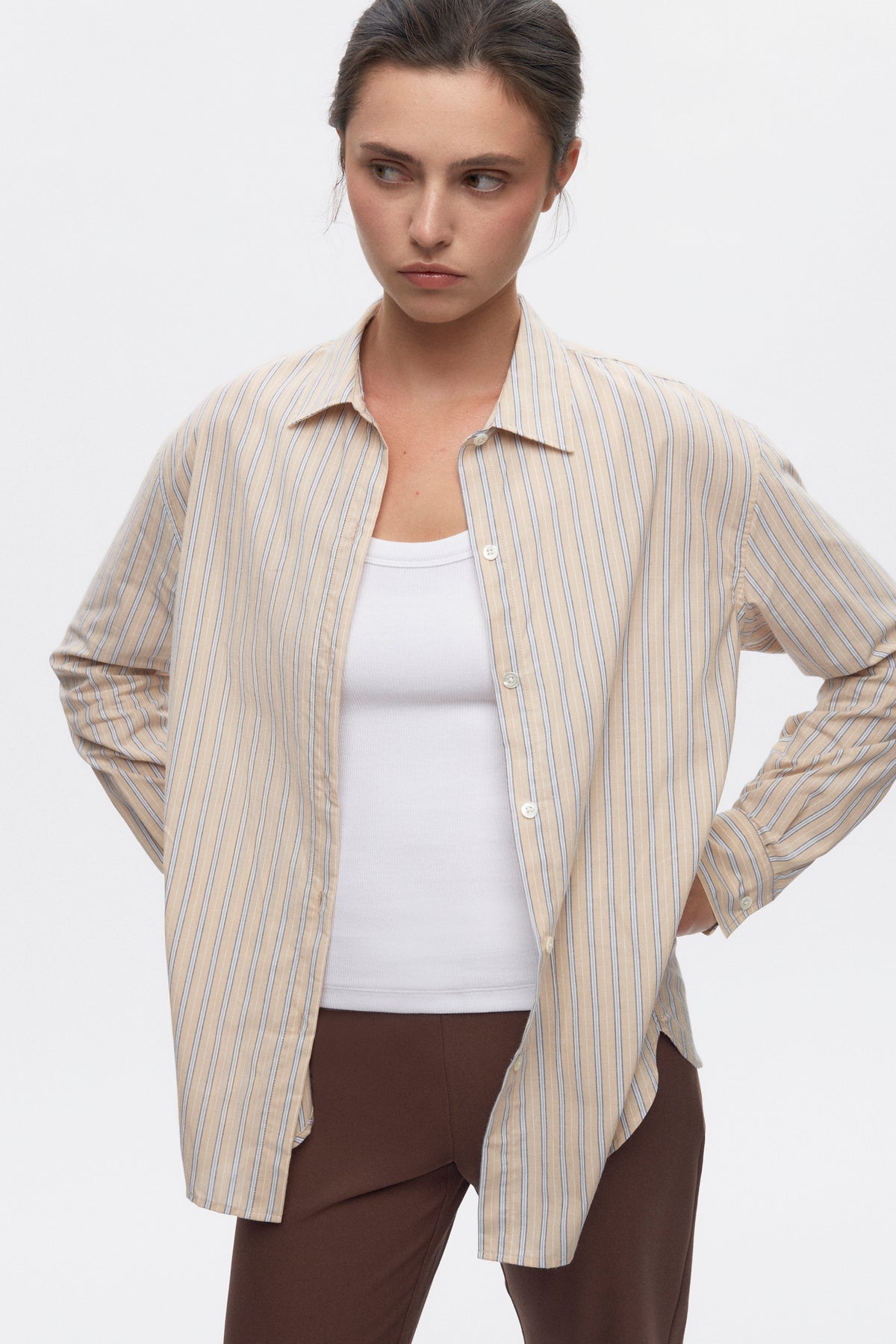 Chemise Merire pour femme à rayures colombe/guimauve