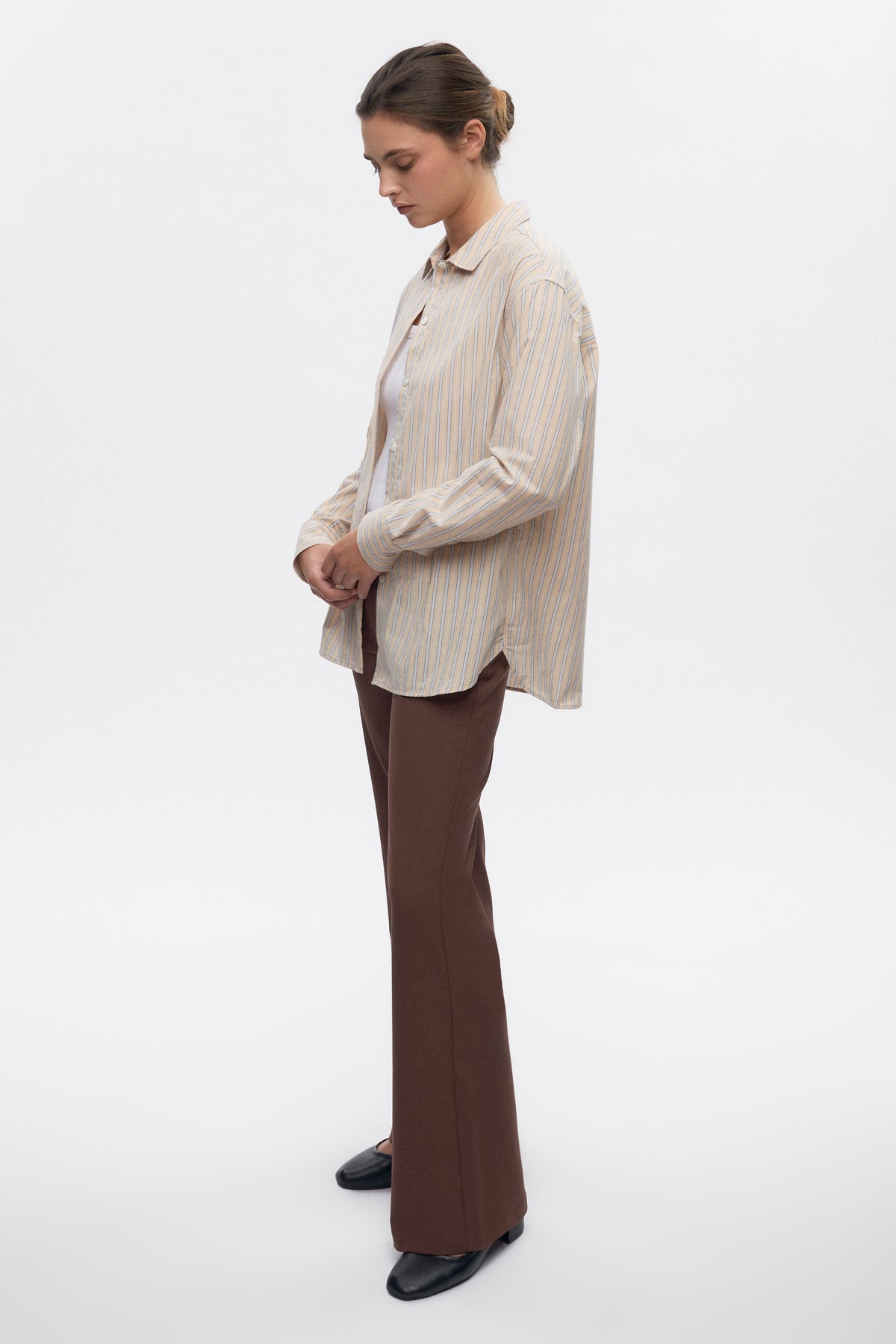Chemise Merire pour femme à rayures colombe/guimauve