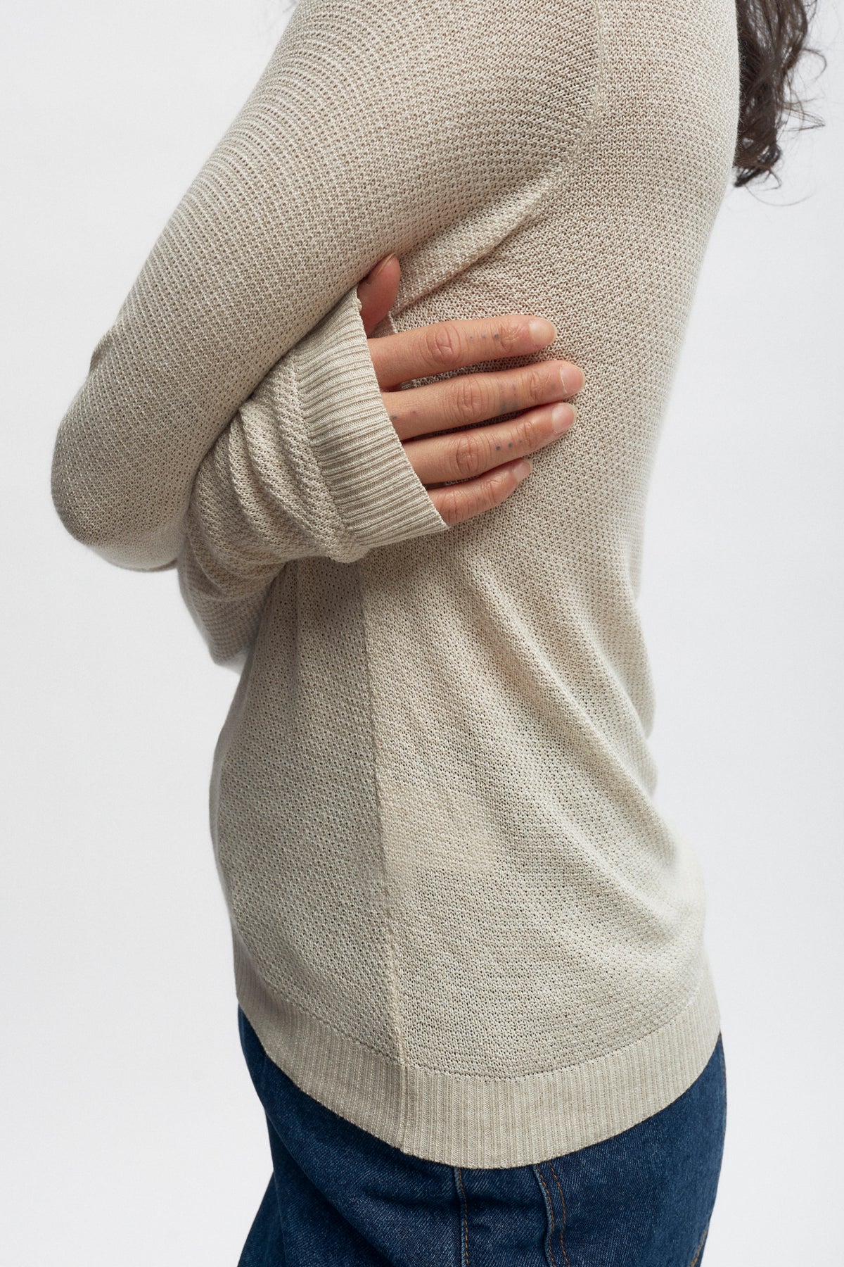 Manches longues en maille pour femmes en naturel