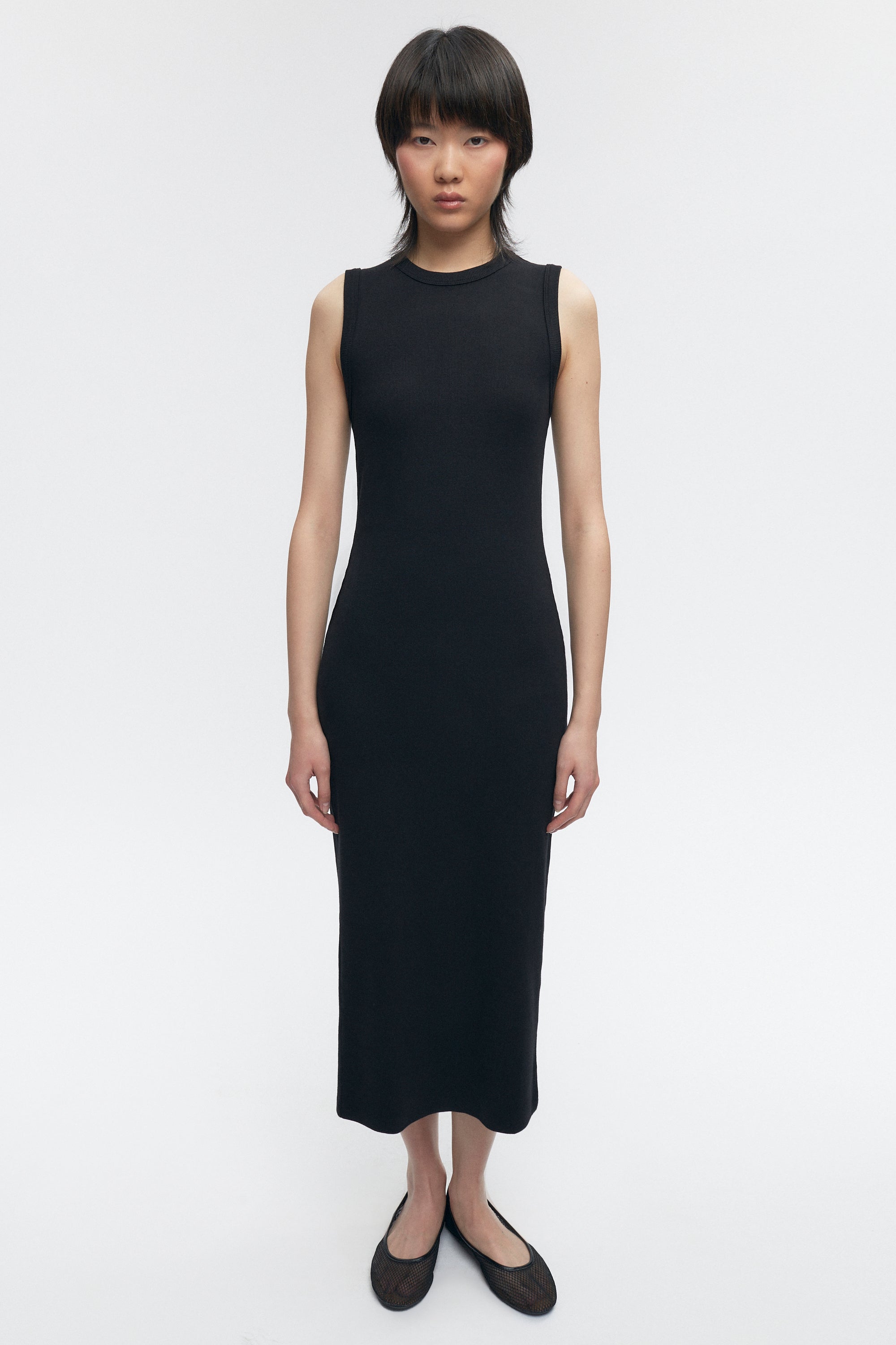 Robe midi à bretelles pour femmes en noir
