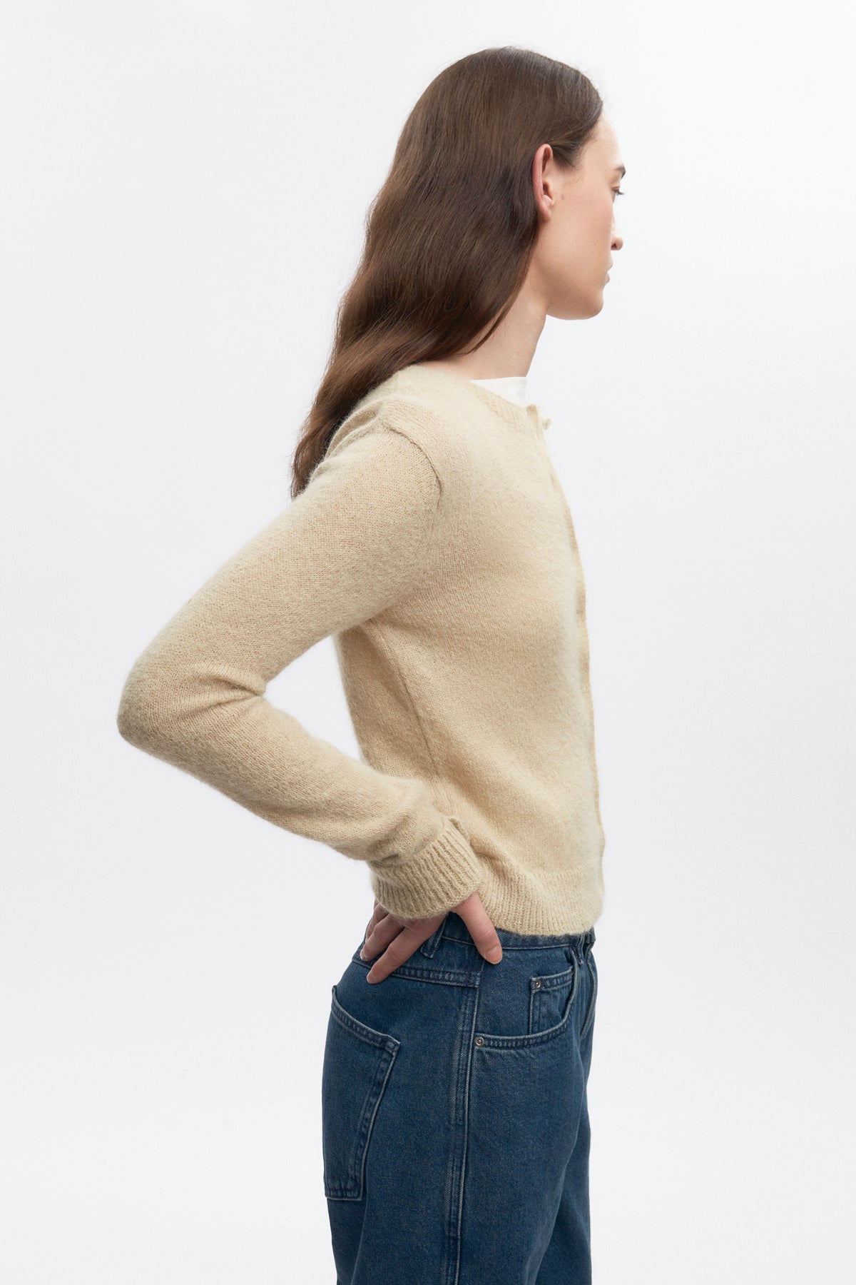 Cardigan Noor Fuzzy pour femme en sable