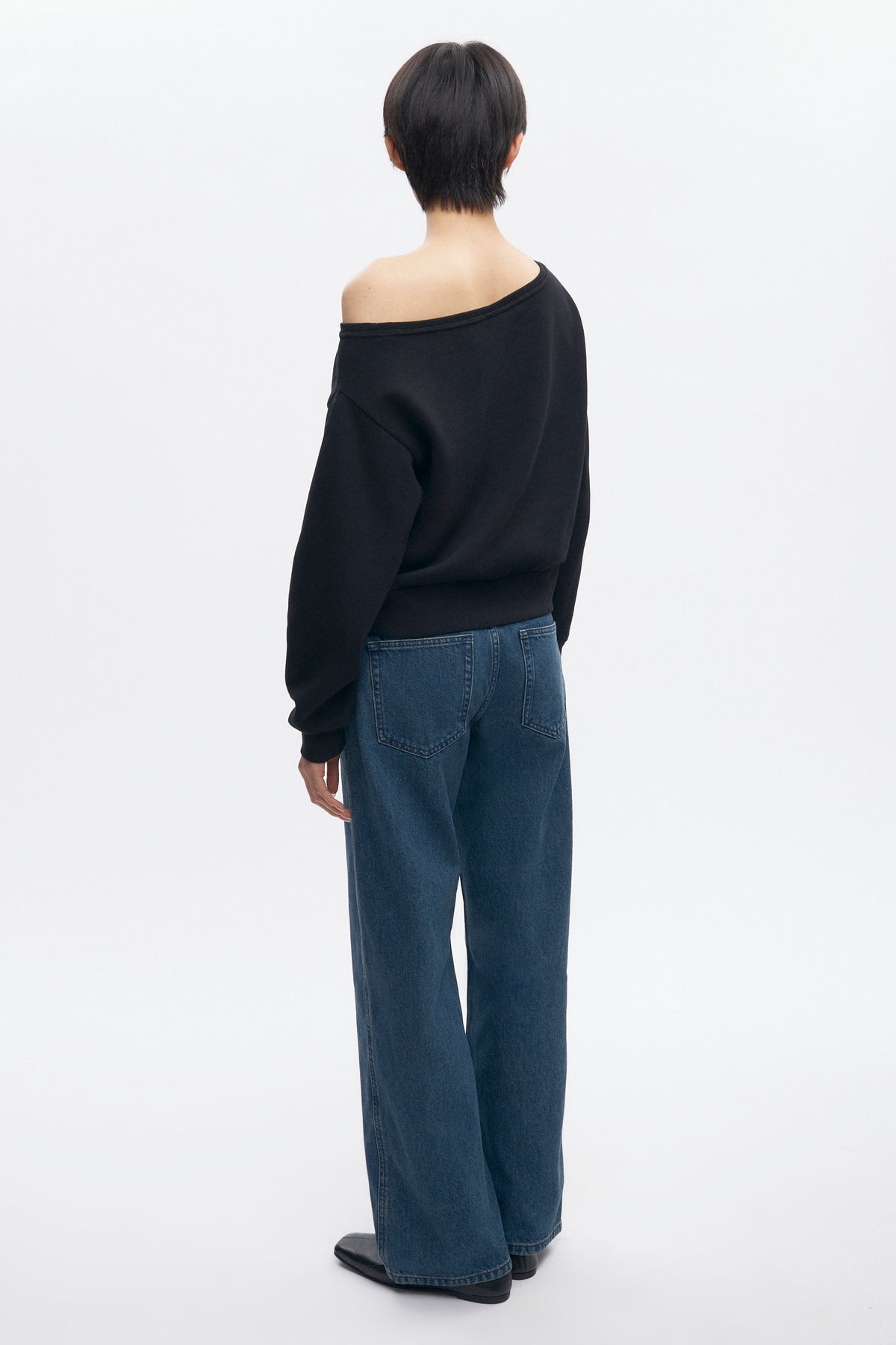 Sweat-shirt à épaules dénudées pour femme en noir