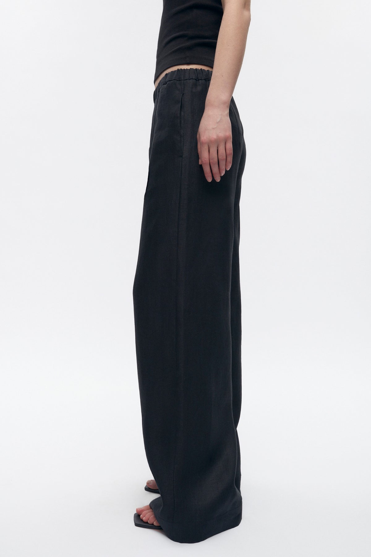 Pantalon à enfiler en lin Persea pour femme en noir